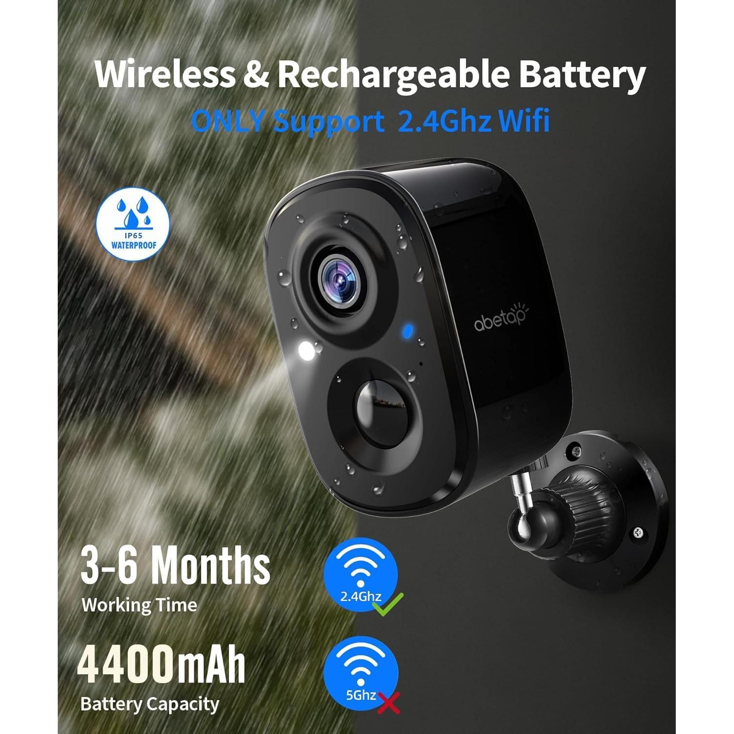 Cámaras de Seguridad Inalámbricas 2K Abetap - 2 Paquetes