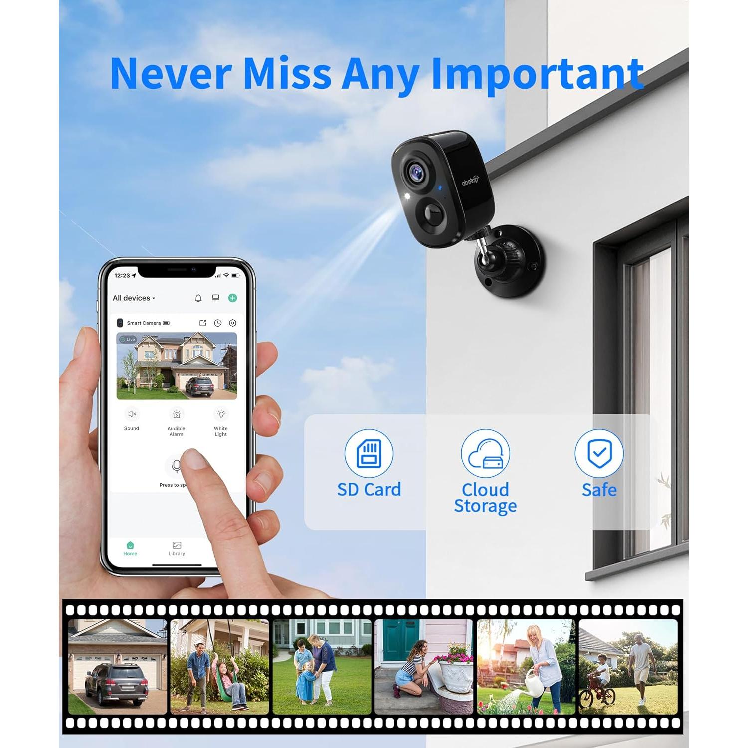 Cámaras de Seguridad Inalámbricas 2K Abetap - 2 Paquetes