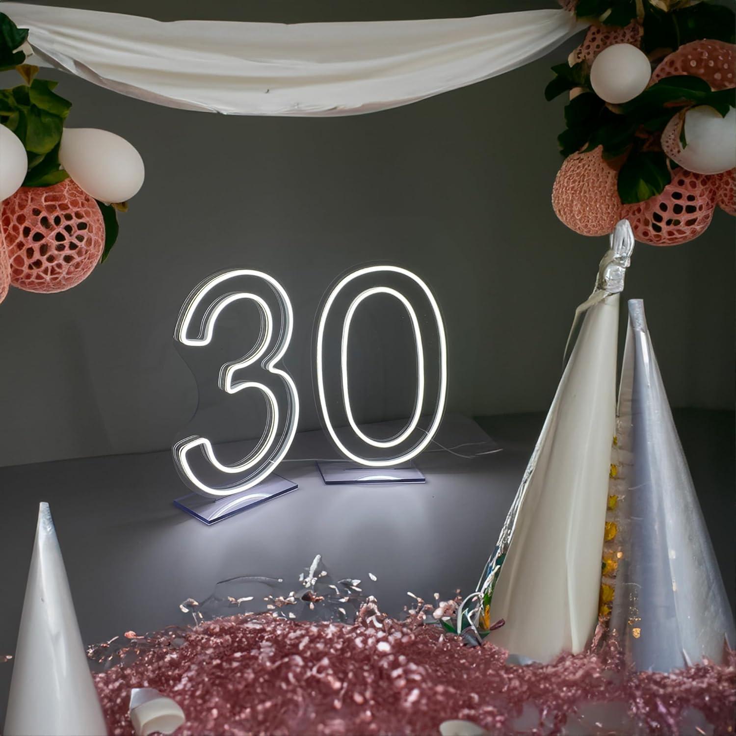 Letrero de Neón LED Número 0 NUOSHANZS 41.9x22.9 cm