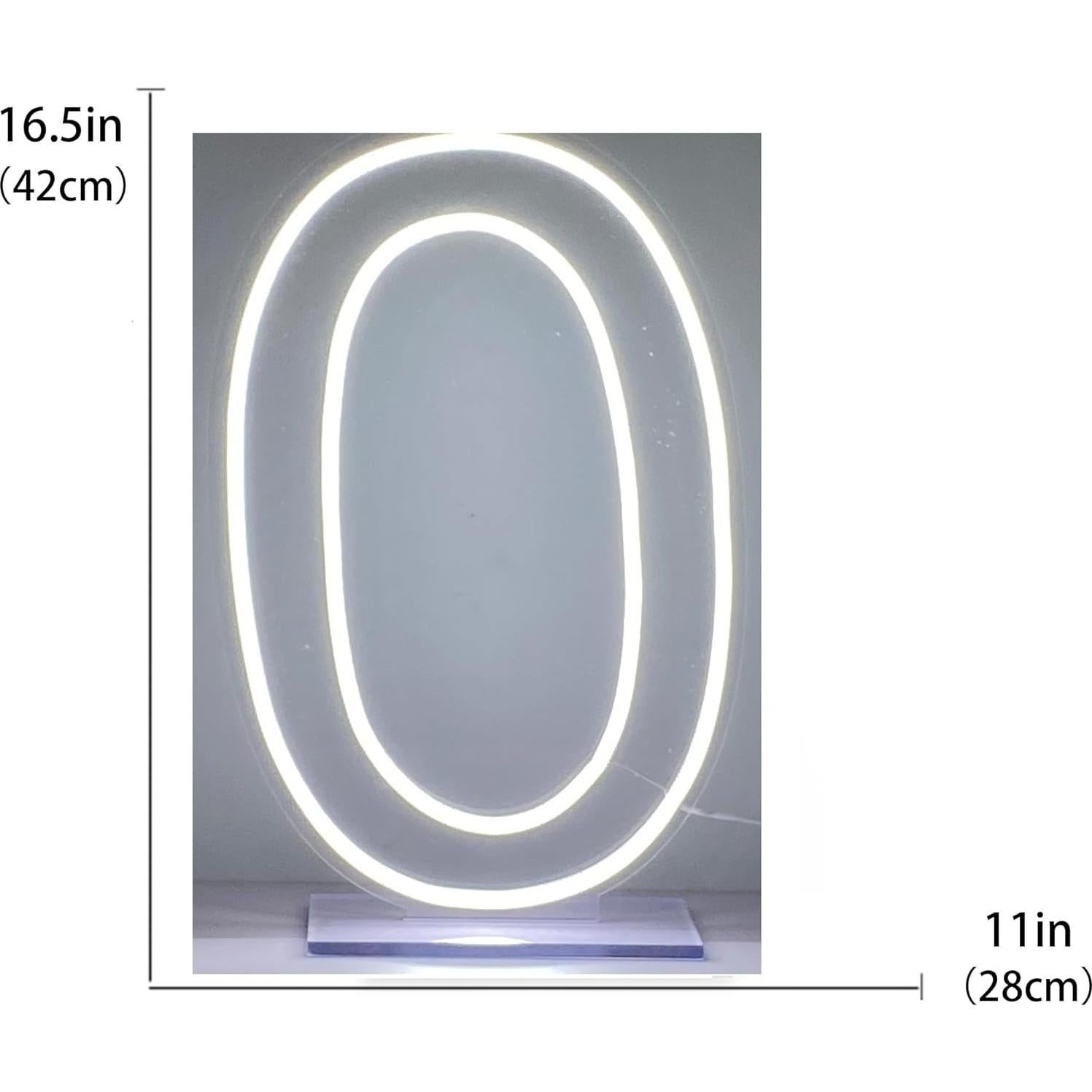 Letrero de Neón LED Número 0 NUOSHANZS 41.9x22.9 cm