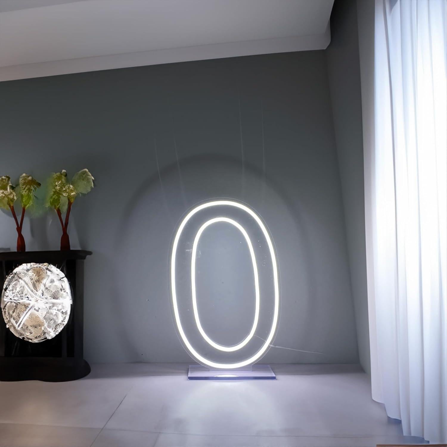 Letrero de Neón LED Número 0 NUOSHANZS 41.9x22.9 cm