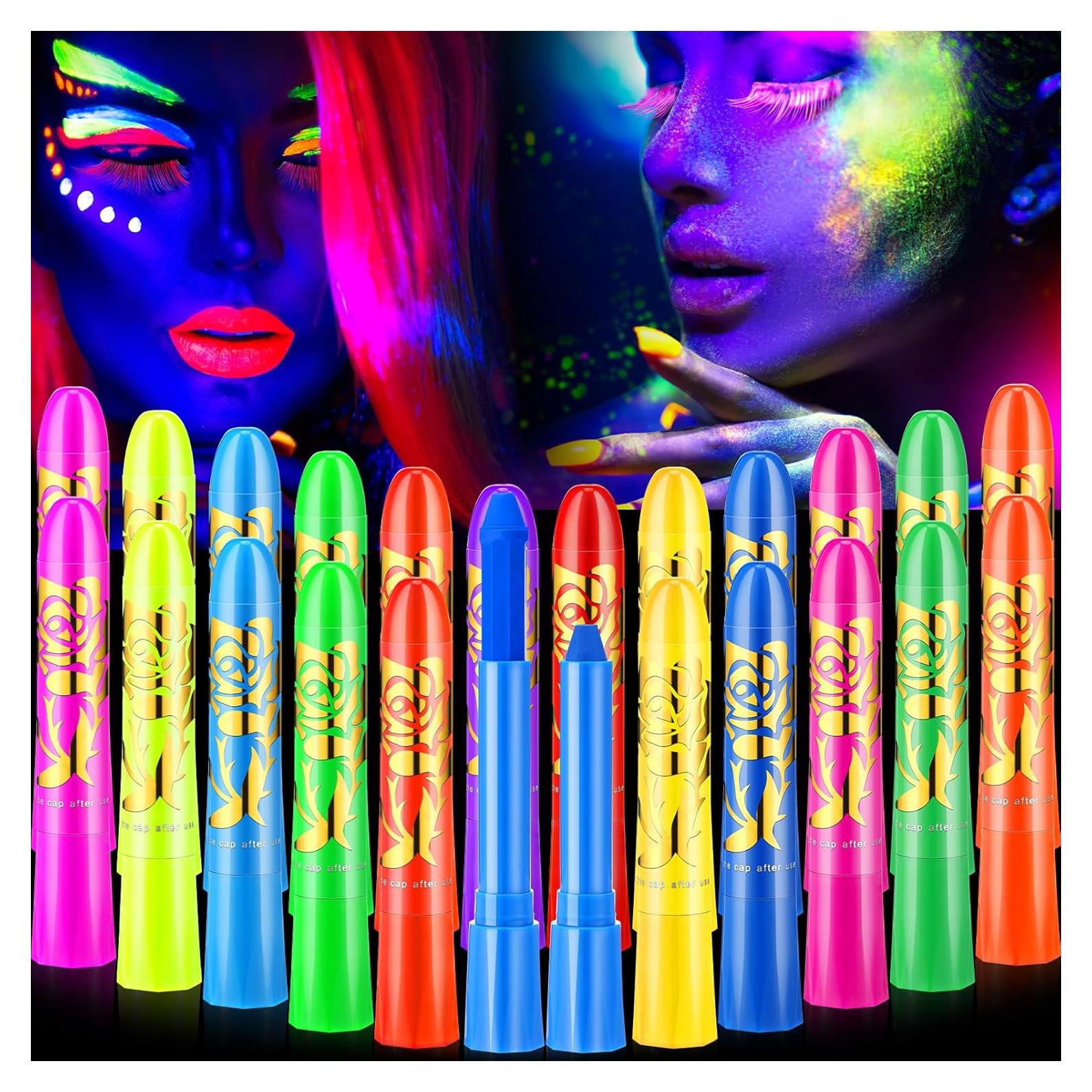 Kit de Pintura Facial Neón 24 Pcs Handepo para Cuerpo y Cara