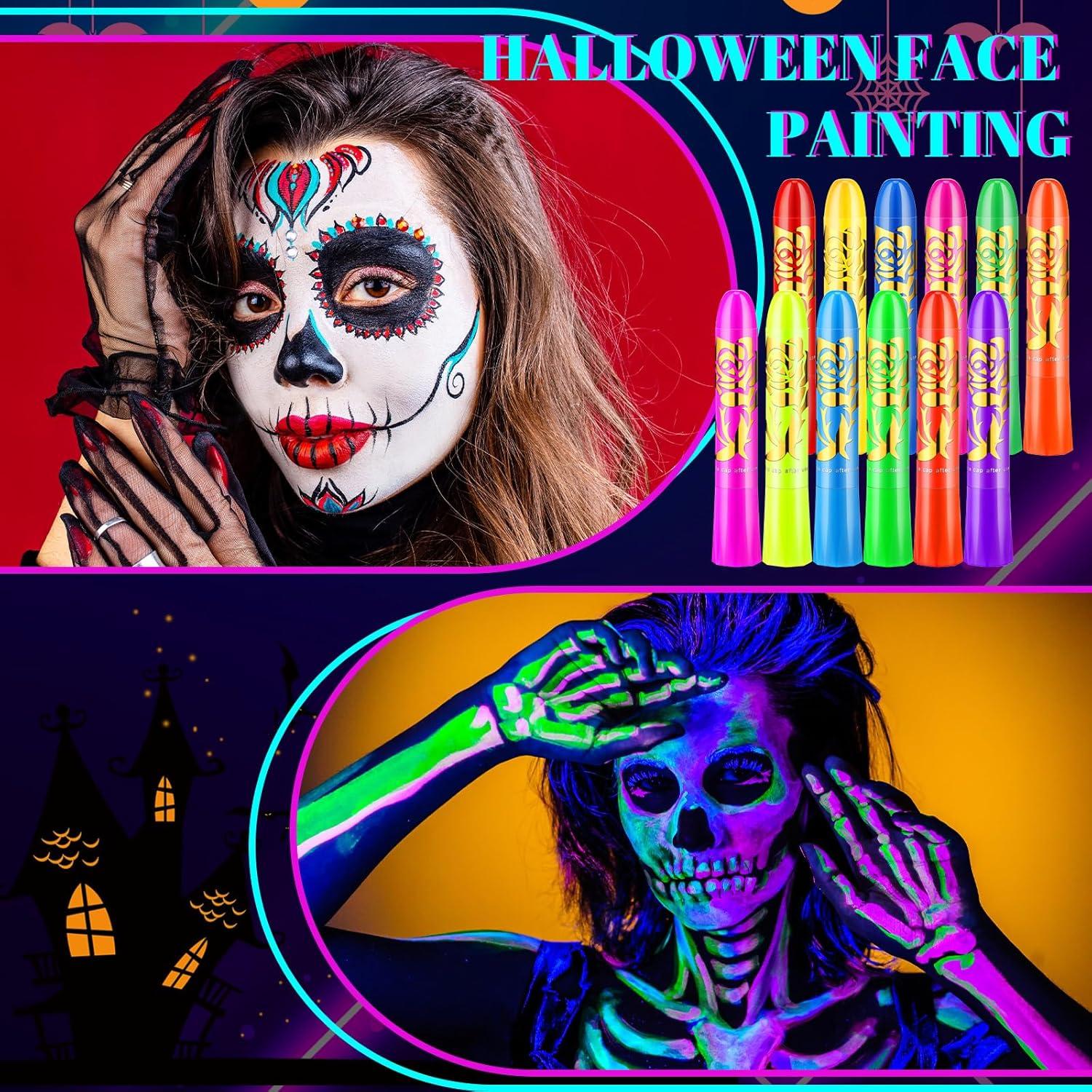 Kit de Pintura Facial Neón 24 Pcs Handepo para Cuerpo y Cara