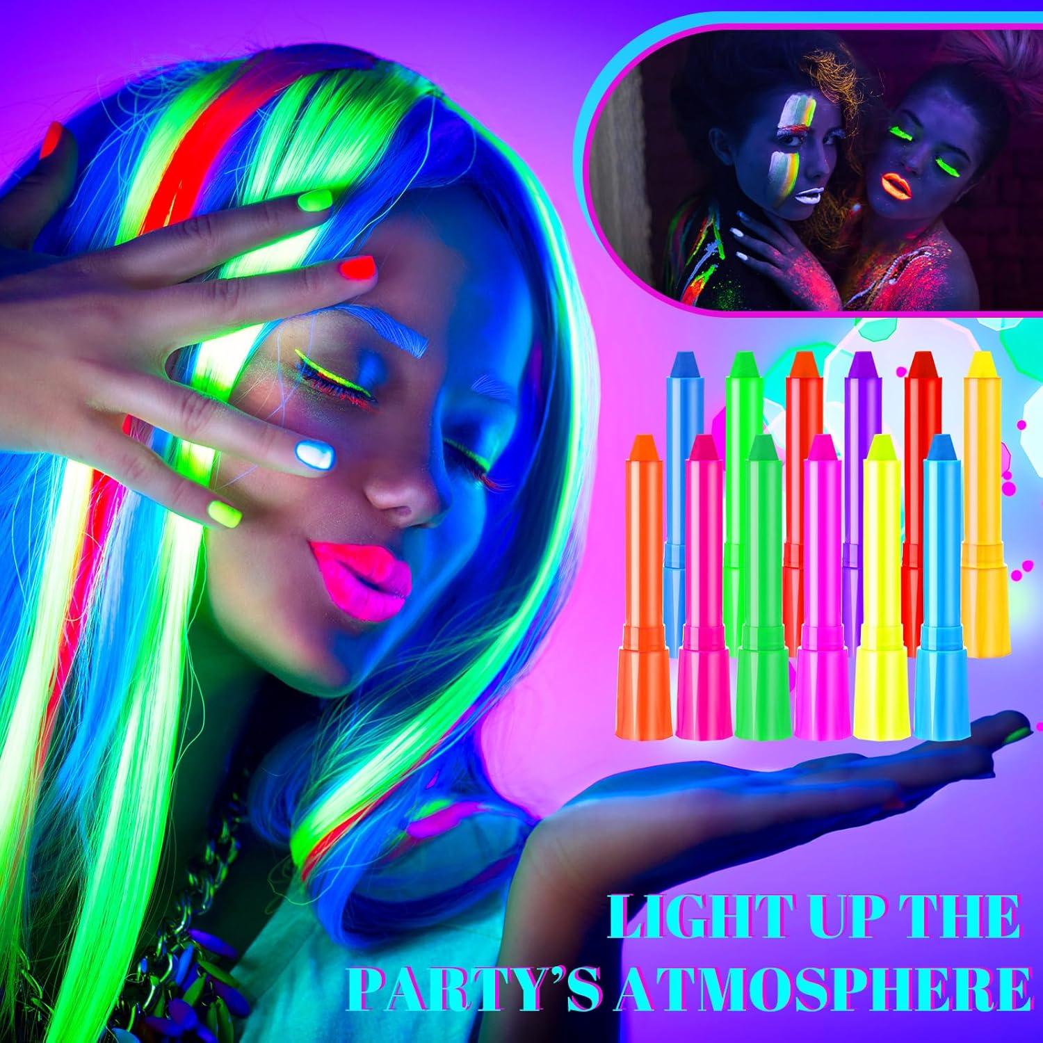 Kit de Pintura Facial Neón 24 Pcs Handepo para Cuerpo y Cara