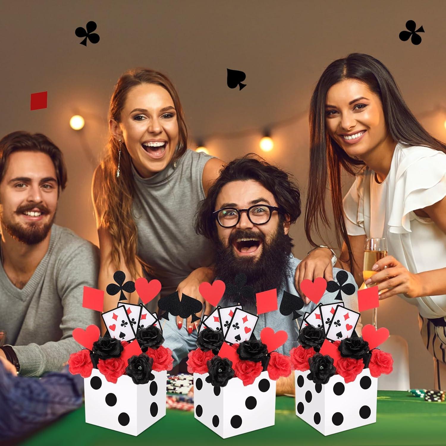 8 Decoraciones de Fiesta Casino WinnerWhy con Flores y Dados