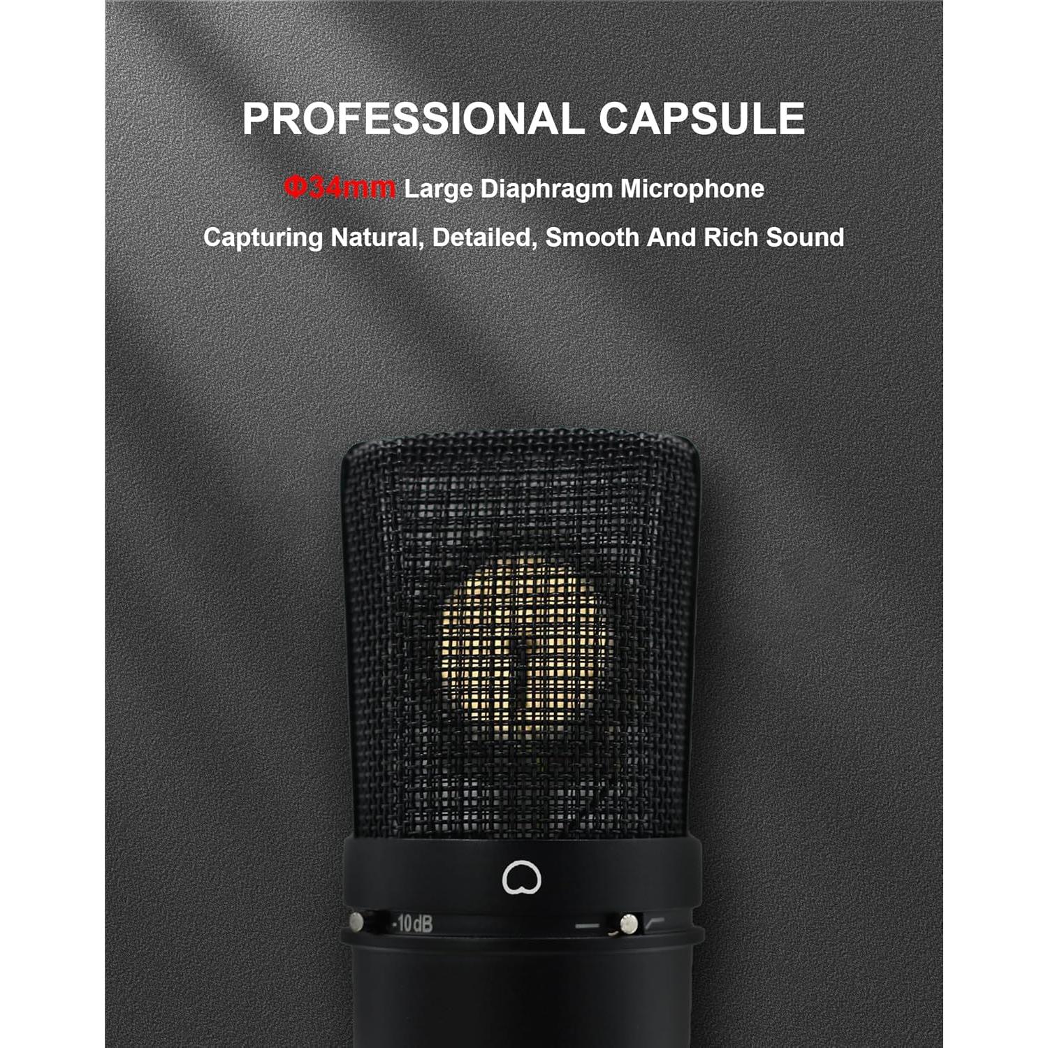 Micrófono XLR SUUNTOK TM87KB Condensador Cardioide 34mm