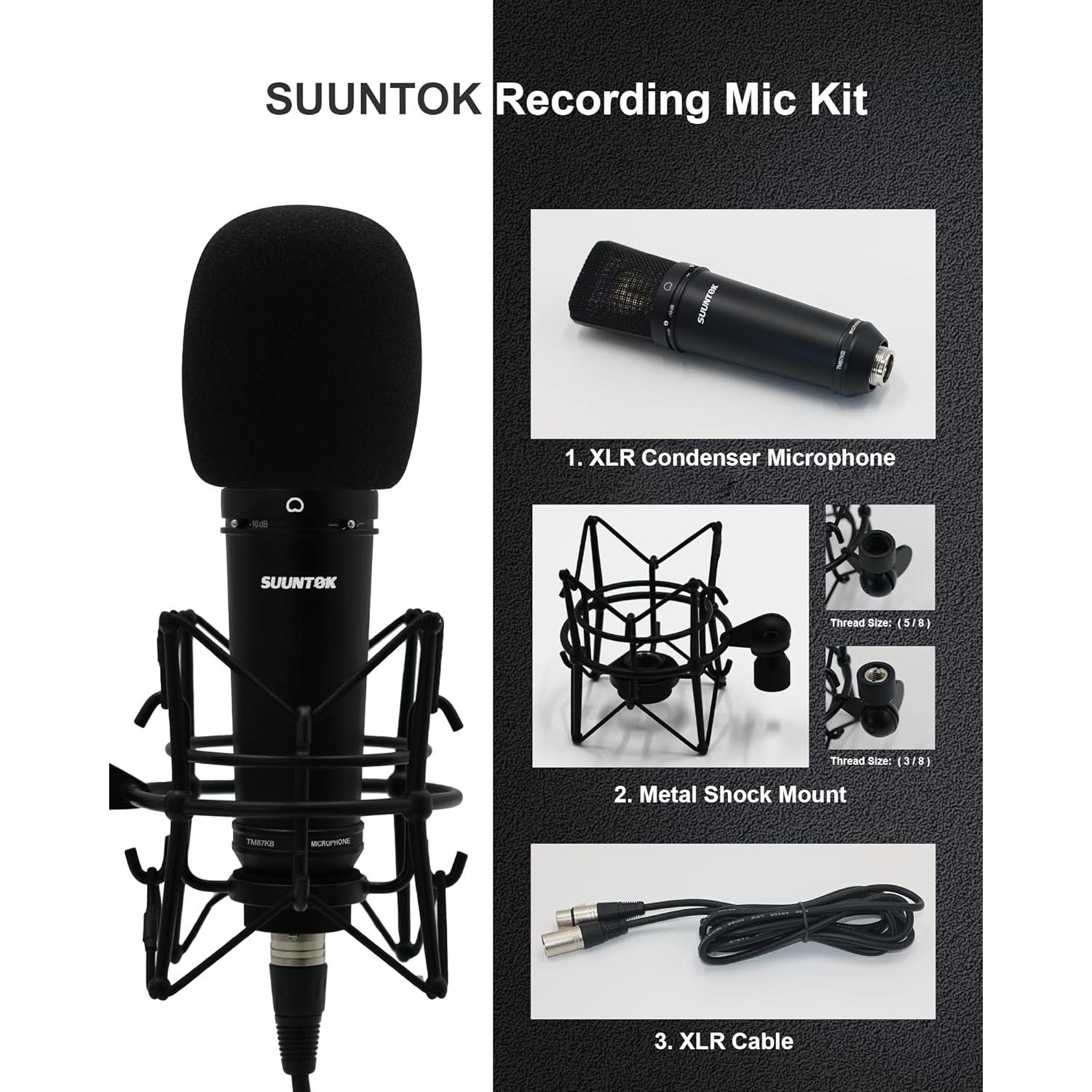 Micrófono XLR SUUNTOK TM87KB Condensador Cardioide 34mm