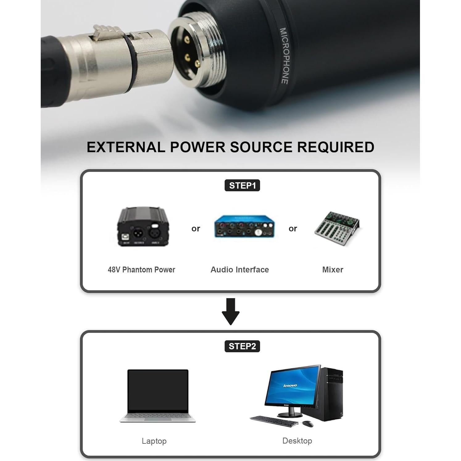 Micrófono XLR SUUNTOK TM87KB Condensador Cardioide 34mm