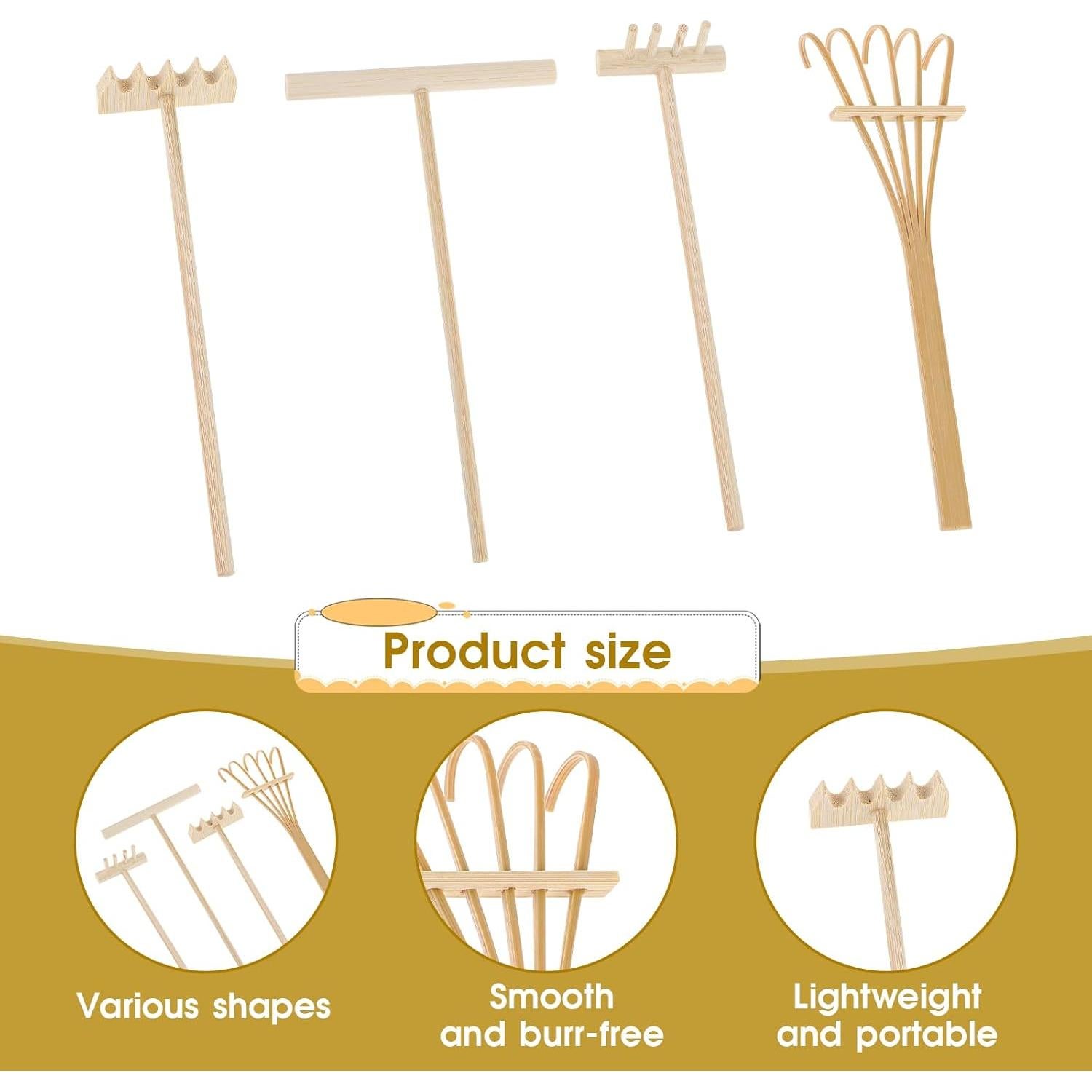 Paquete de 4 Rastrillos de Jardín Zen Hariendny Miniatura