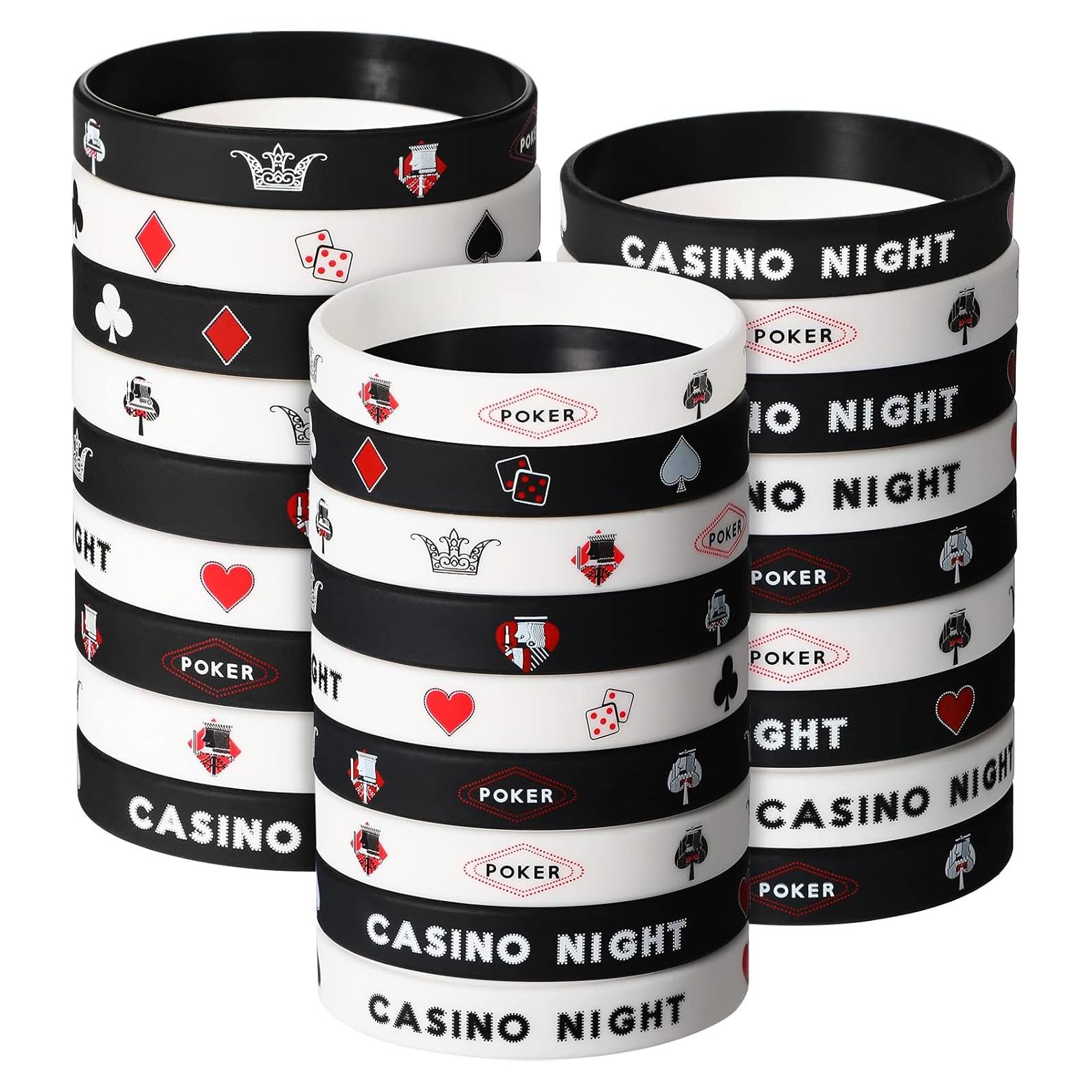 36 Pulseras de Silicona Temáticas de Casino Zhanmai para Fiesta