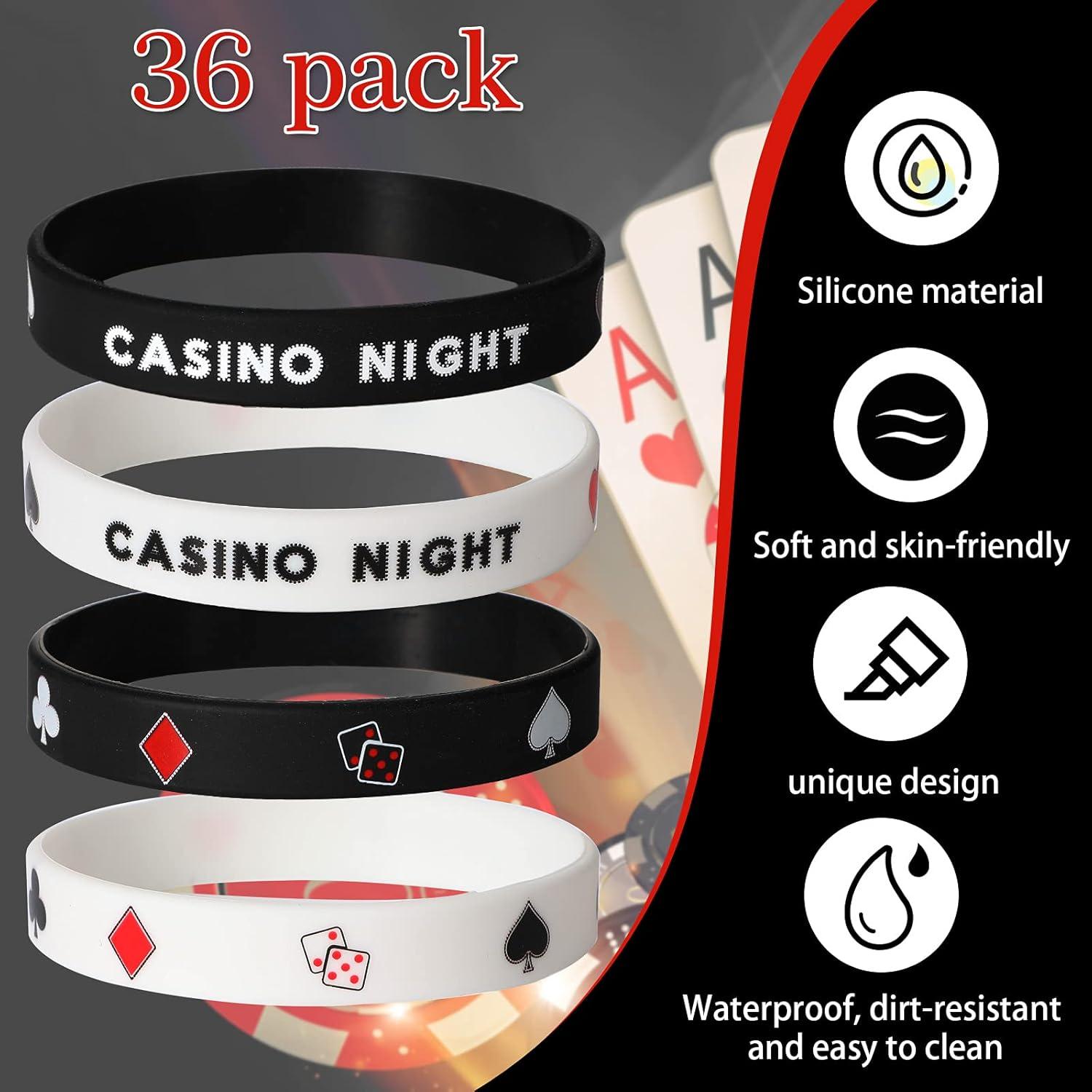36 Pulseras de Silicona Temáticas de Casino Zhanmai para Fiesta