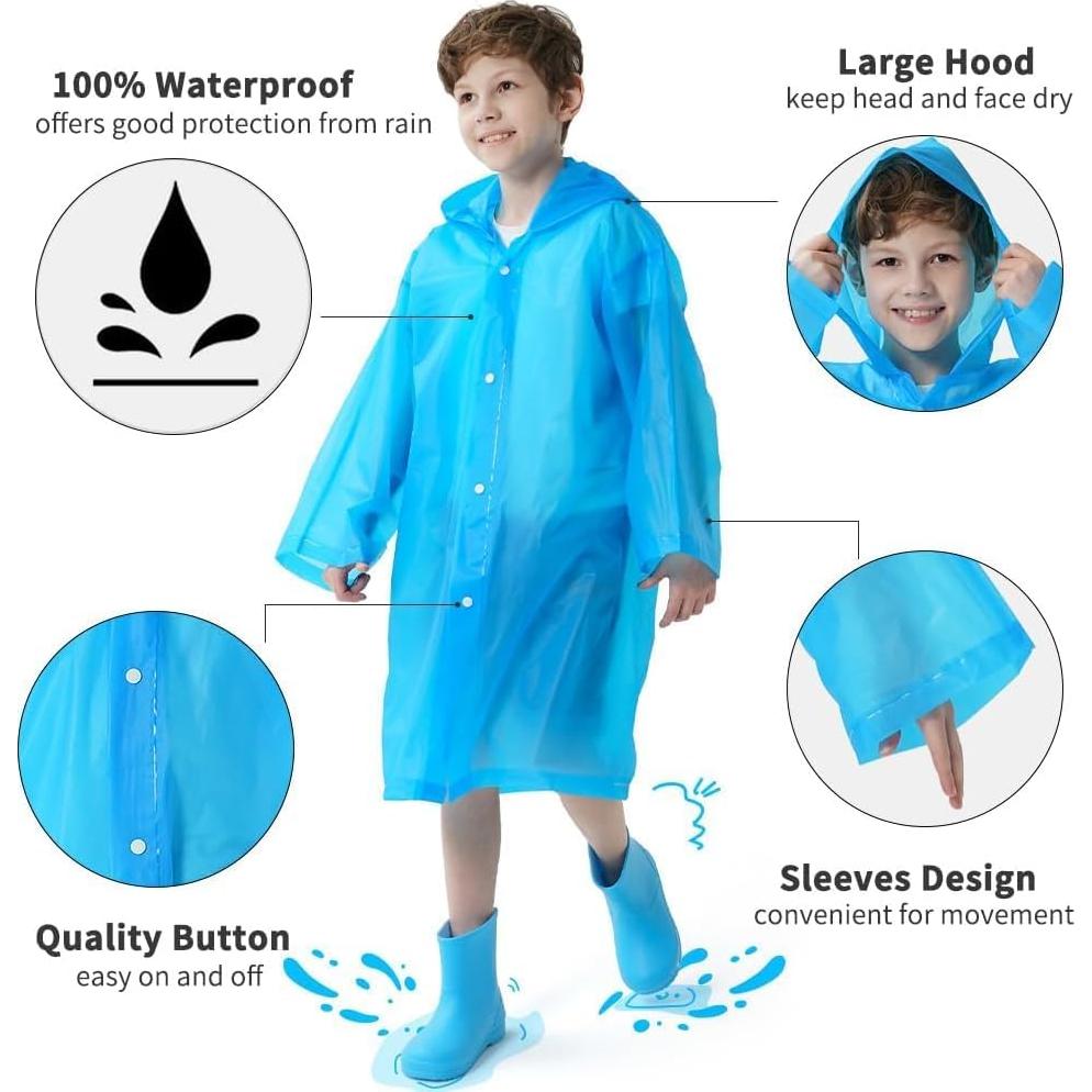 Ponchos de Lluvia Reutilizables Opret para Niños 2 Paquete Azul