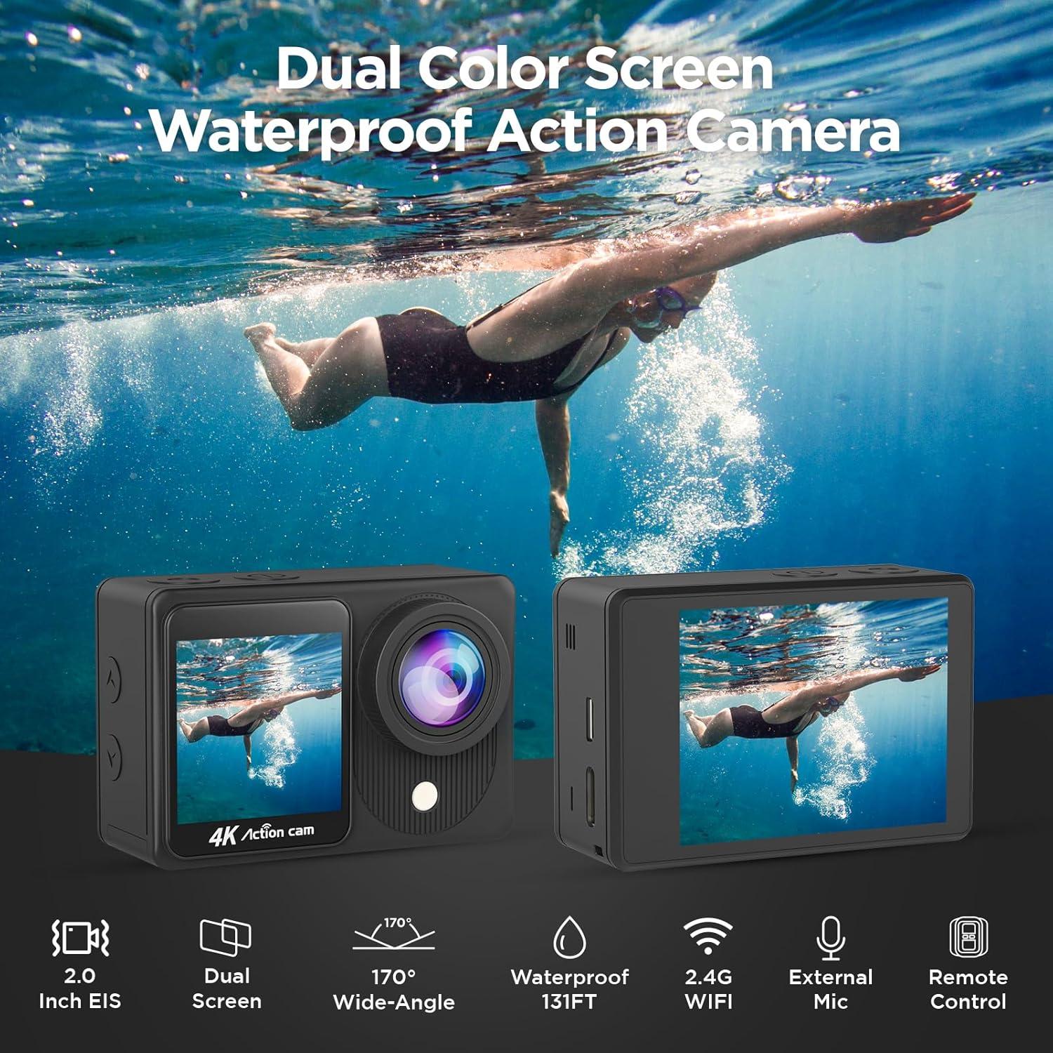 Cámara de Acción Yolansin 4K 20MP Pantalla Dual Accesorios