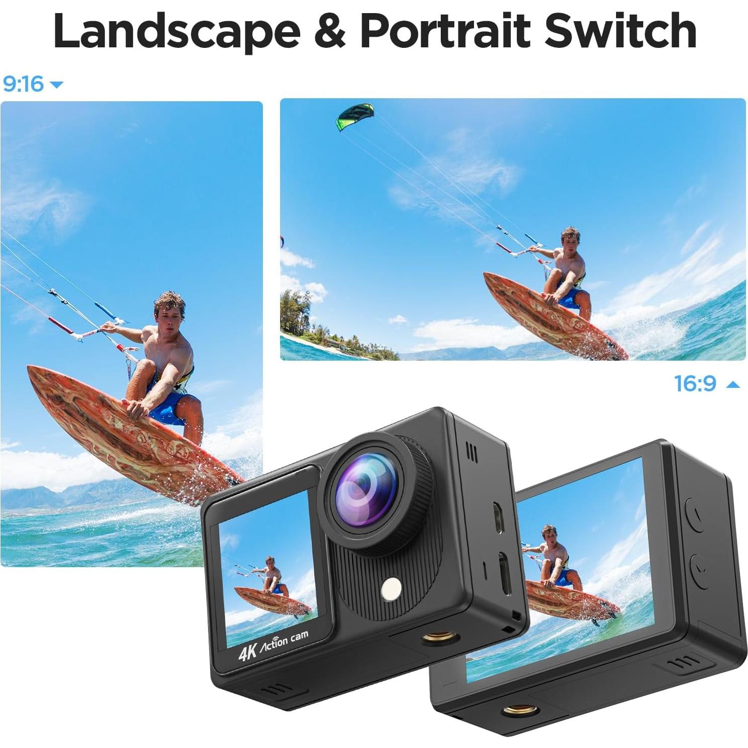 Cámara de Acción Yolansin 4K 20MP Pantalla Dual Accesorios