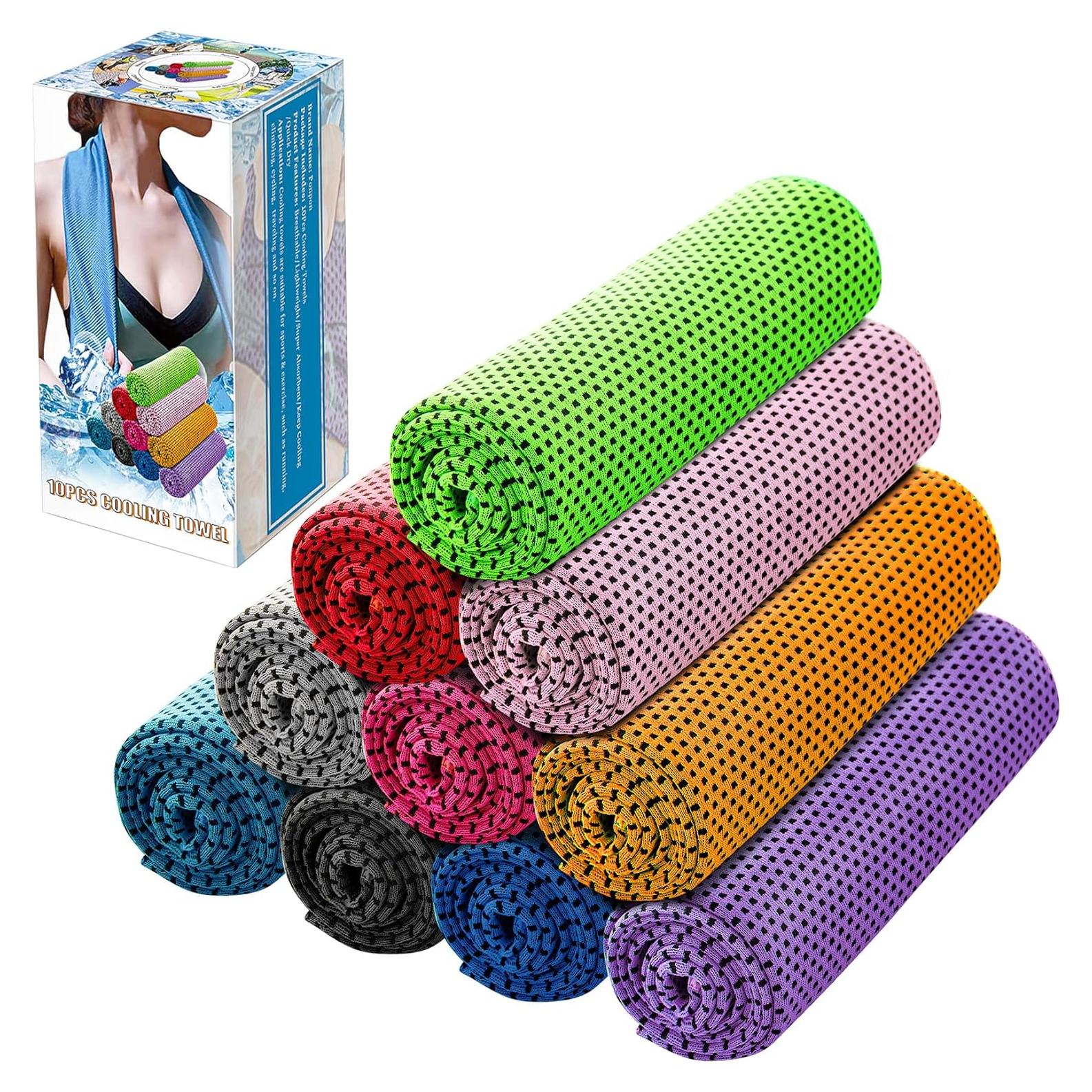 Toallas Enfriadoras Ponpon 10 Piezas Microfibra 80x30 cm