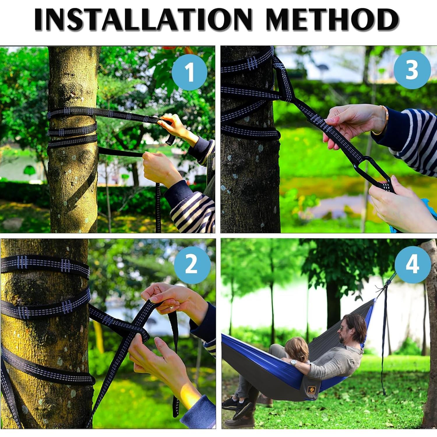 Hamaca Doble de Camping Qevooon 210T Nylon 299.37 kg