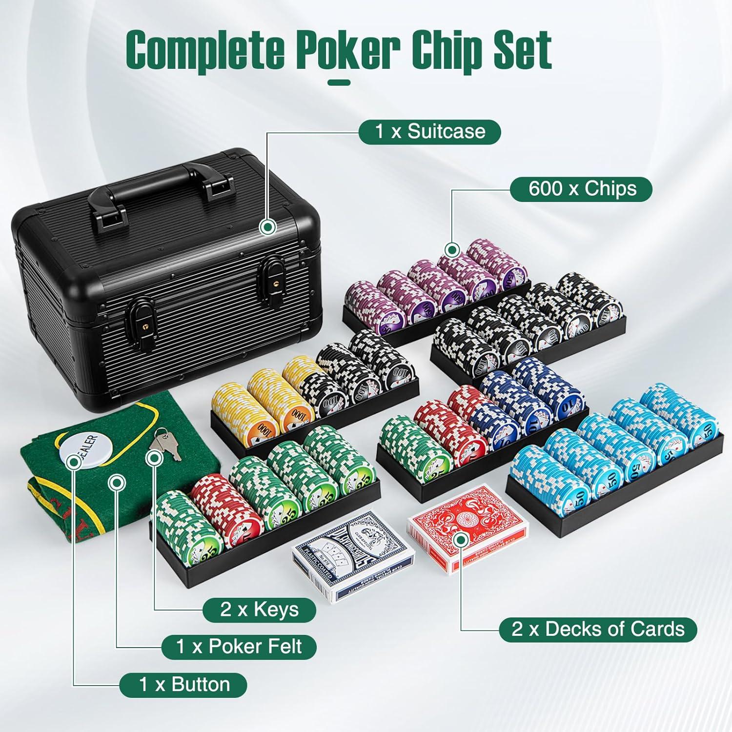 Conjunto de Fichas de Póker Goplus 600 PCS con Estuche