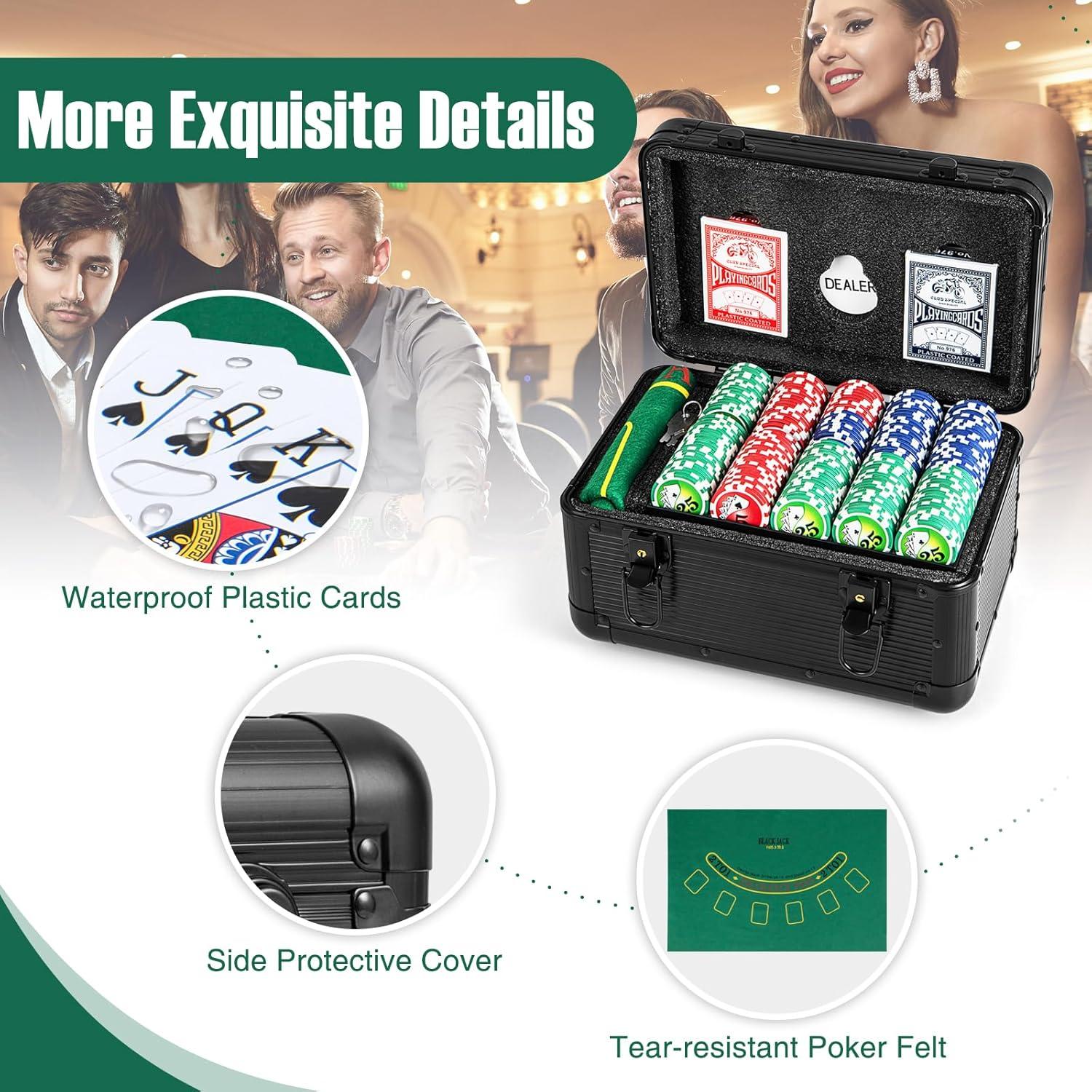 Conjunto de Fichas de Póker Goplus 600 PCS con Estuche