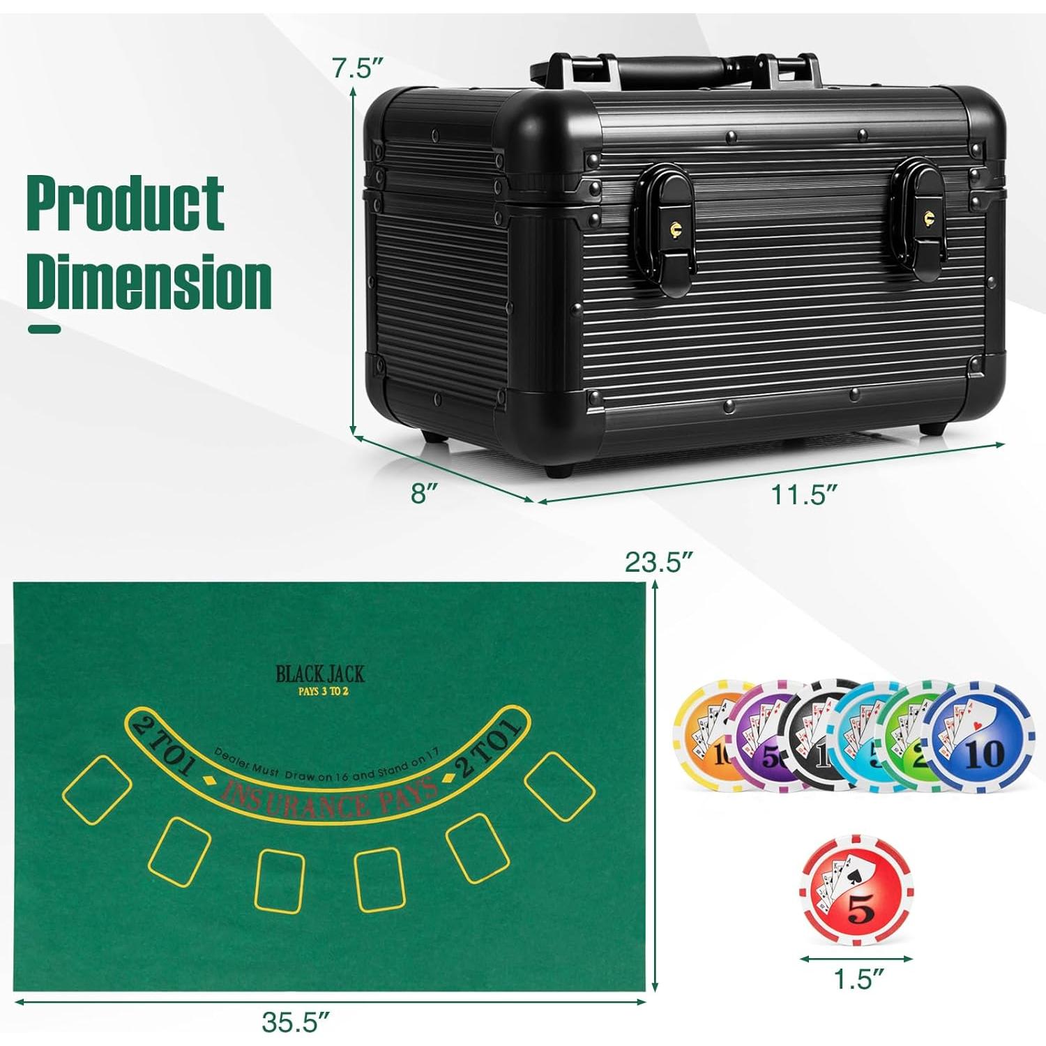 Conjunto de Fichas de Póker Goplus 600 PCS con Estuche