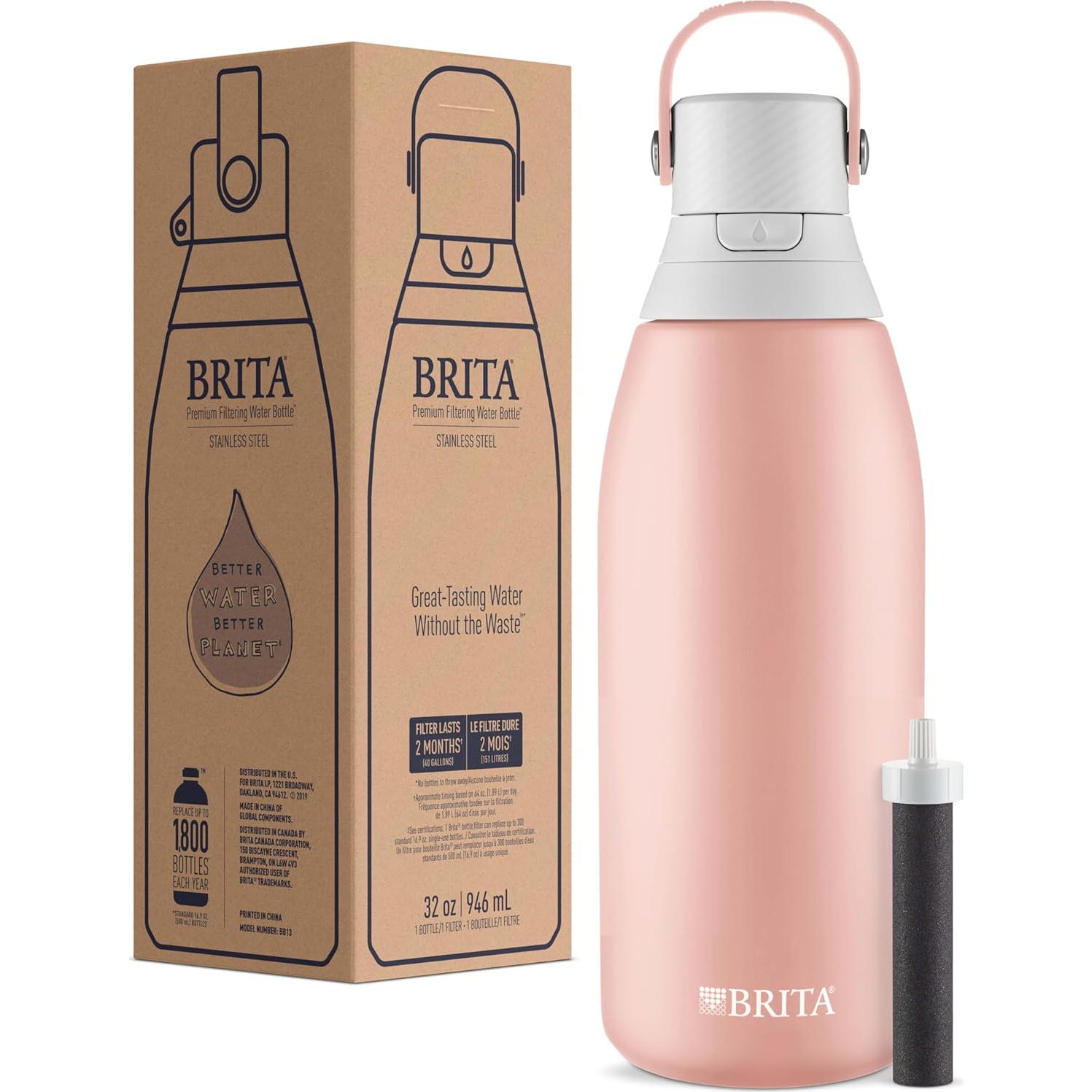 Botella Filtrante Brita de Acero Inoxidable 32 oz Rosa