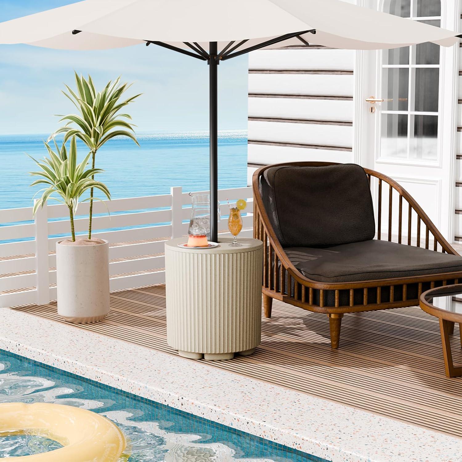 Base de Sombrilla FONTOI Rellenable 43L Beige para Patio