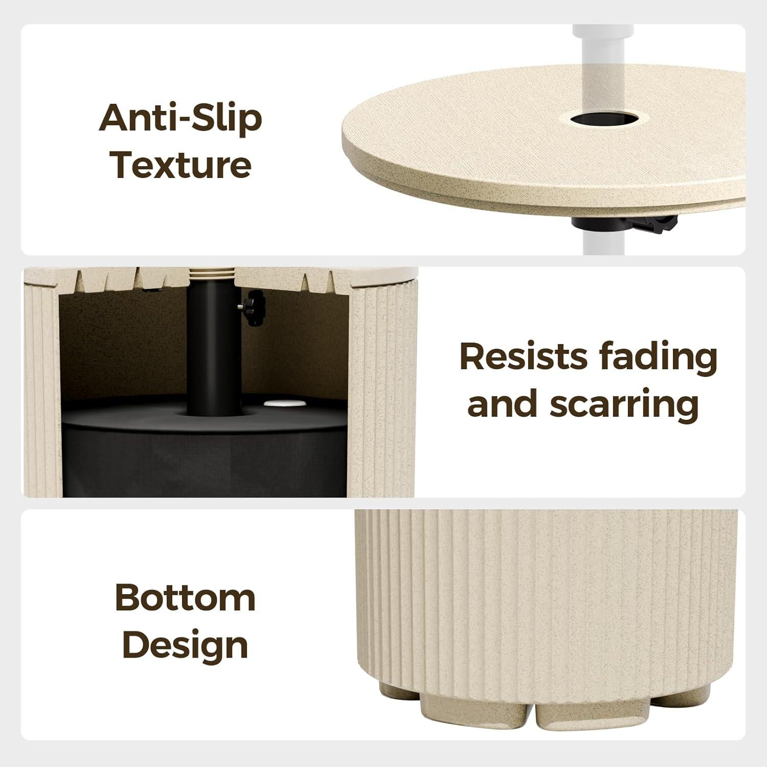 Base de Sombrilla FONTOI Rellenable 43L Beige para Patio