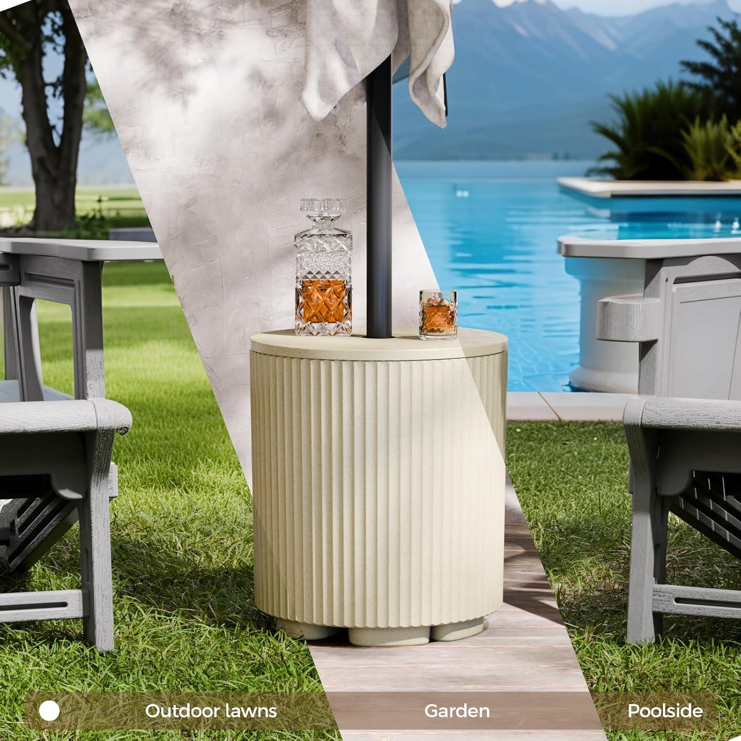 Base de Sombrilla FONTOI Rellenable 43L Beige para Patio