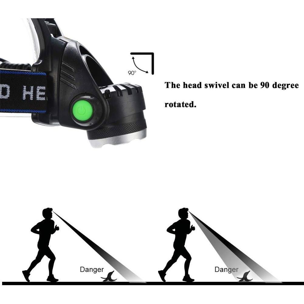 Linterna Frontal LED Roja GaiGaiMall Zoomable 3 Modos Resistente Agua