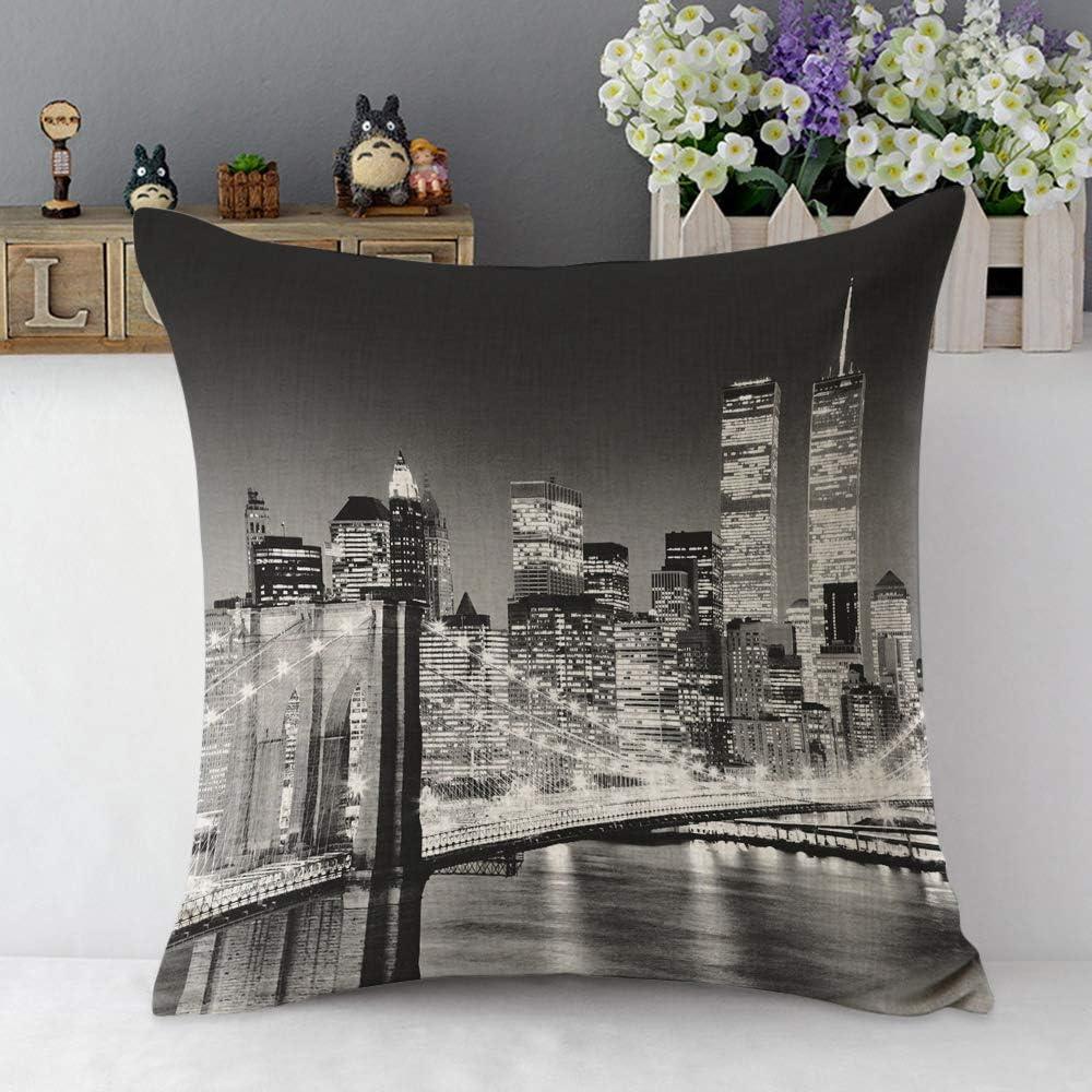 Funda de Cojín Mugod 45x45 cm Algodón Lino Paisaje Nocturno