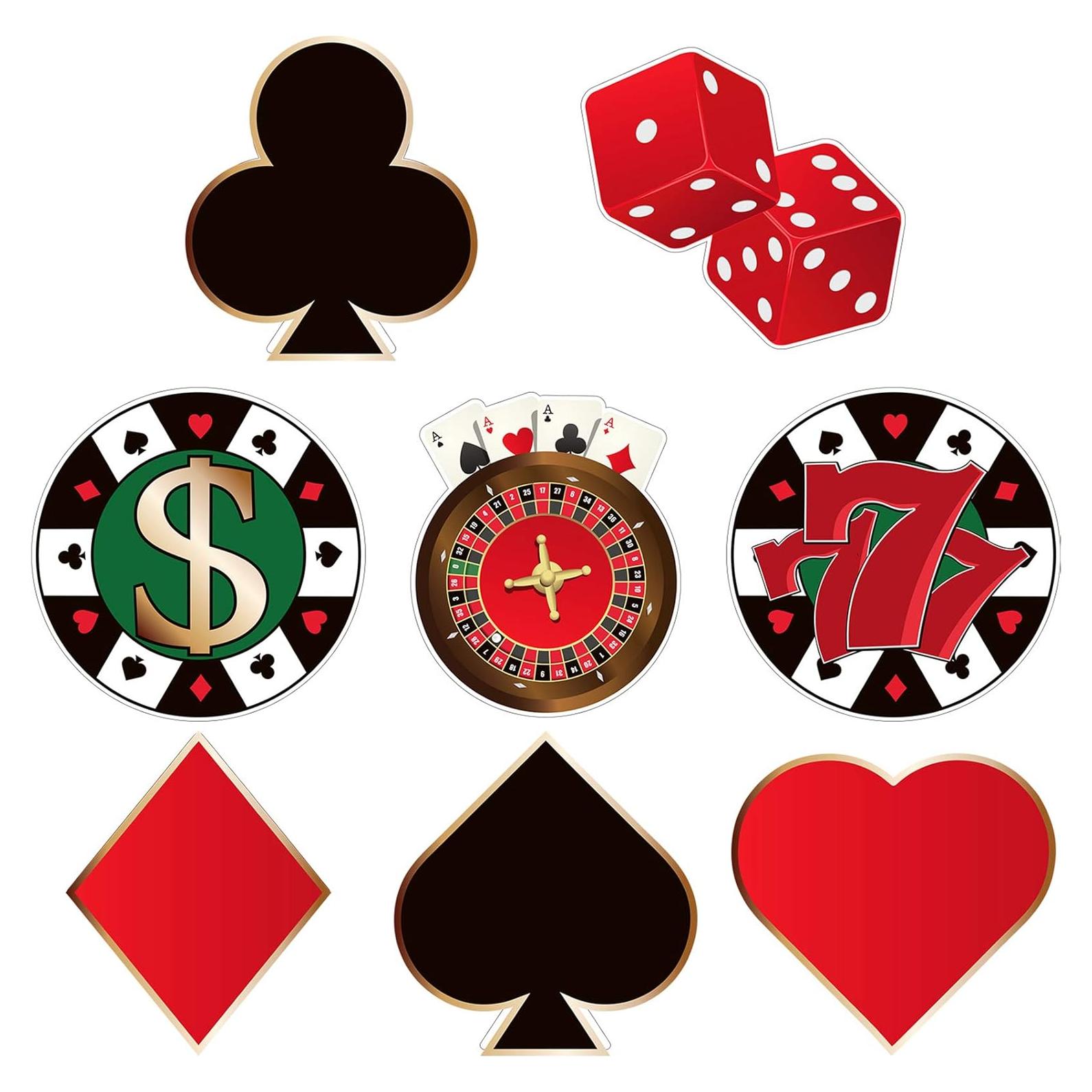 40 Piezas Recortes Temáticos de Casino Blulu 15x15 cm