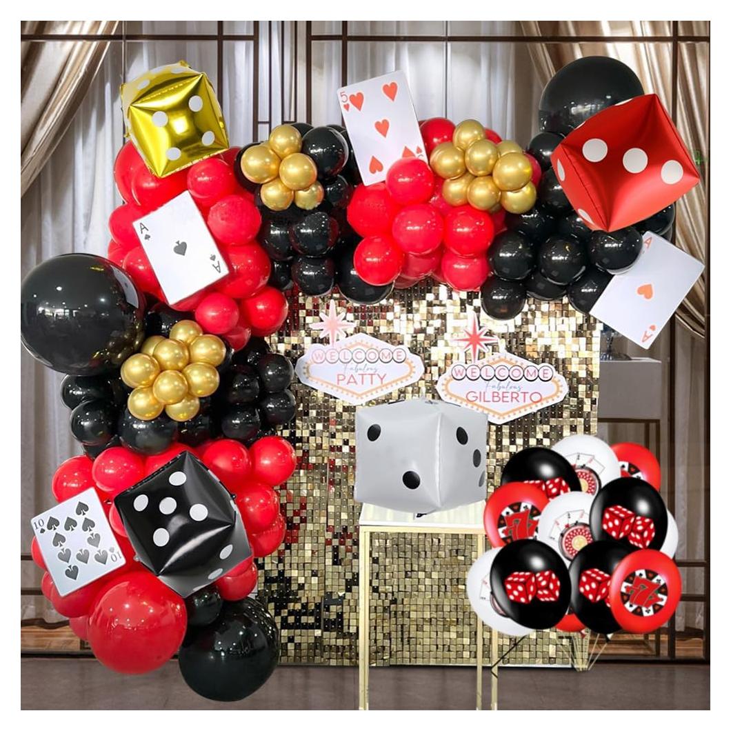 Kit de Arco de Globos Casino 123 PCS LOHO MAGICA