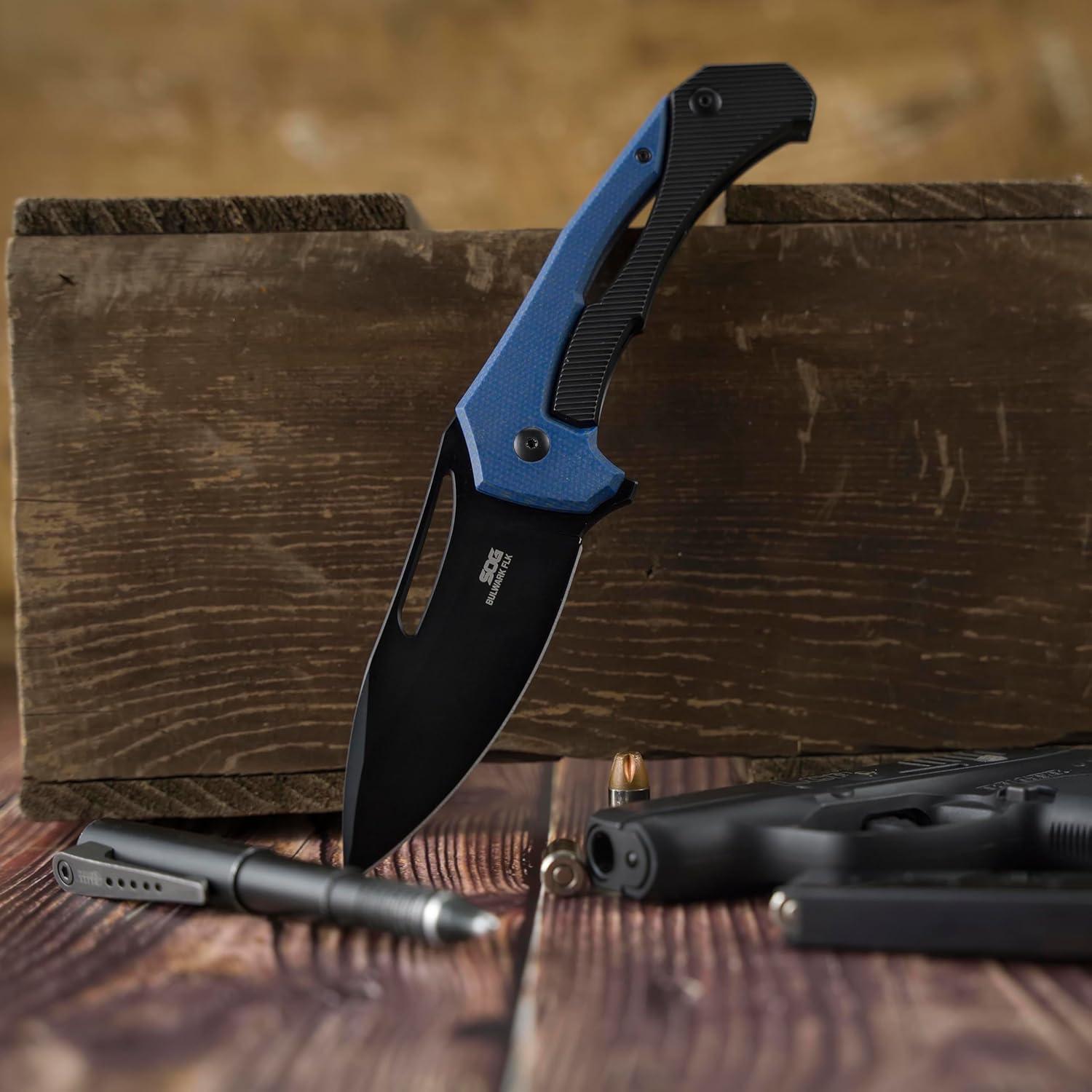 Cuchillo SOG Bulwark FL Azul Satinado 18.29 cm D2