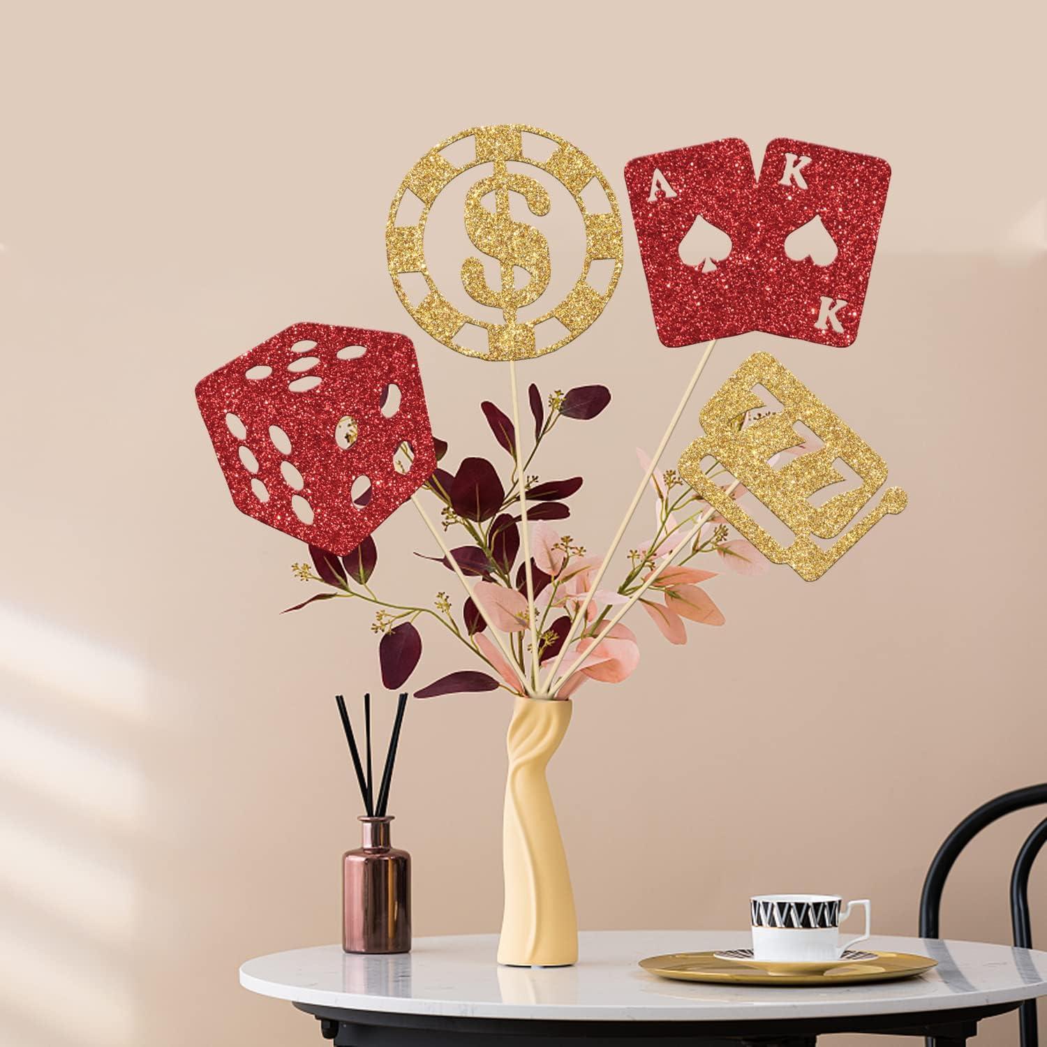 12 Palos de Centro de Mesa LANKBACK Rojo y Dorado Fiesta