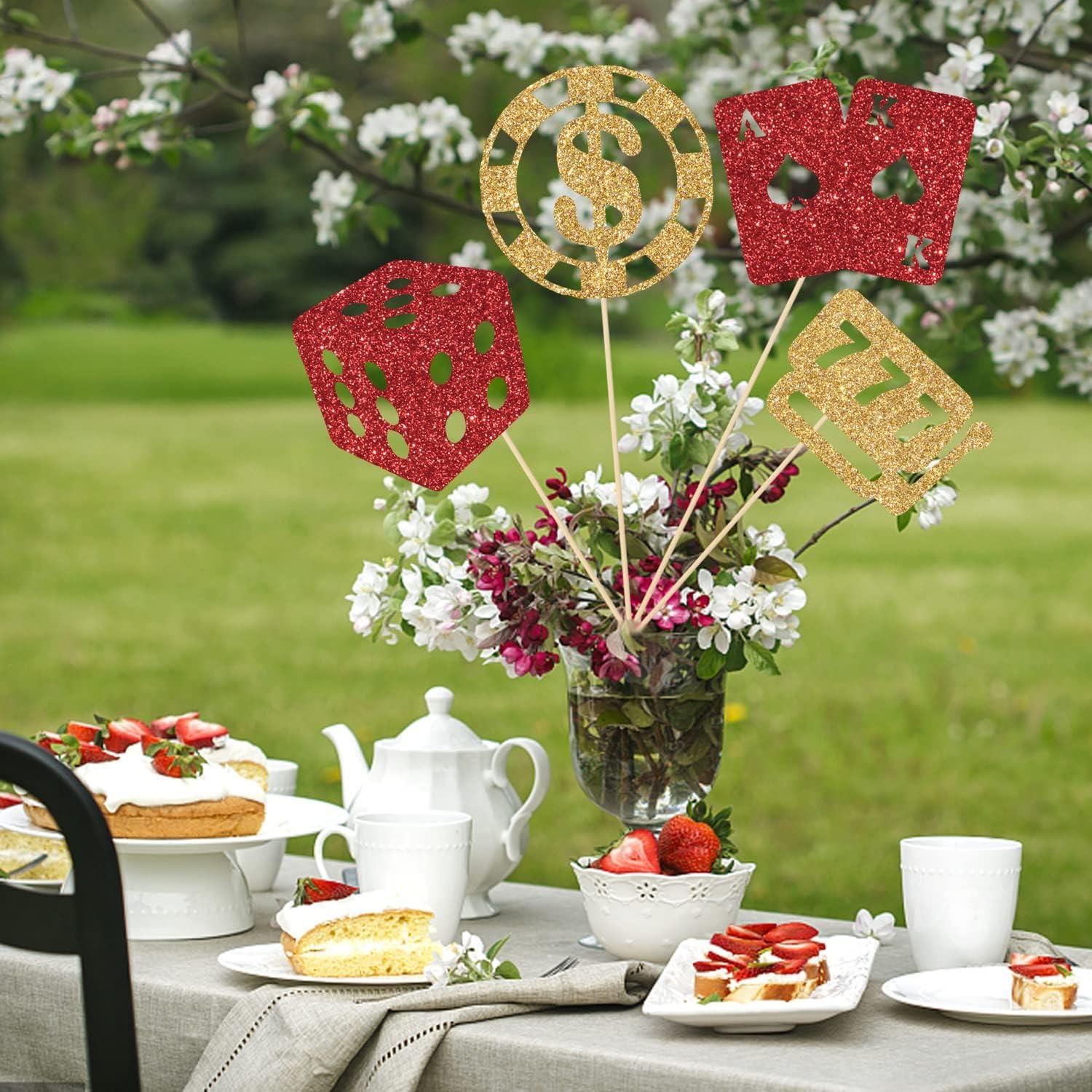 12 Palos de Centro de Mesa LANKBACK Rojo y Dorado Fiesta