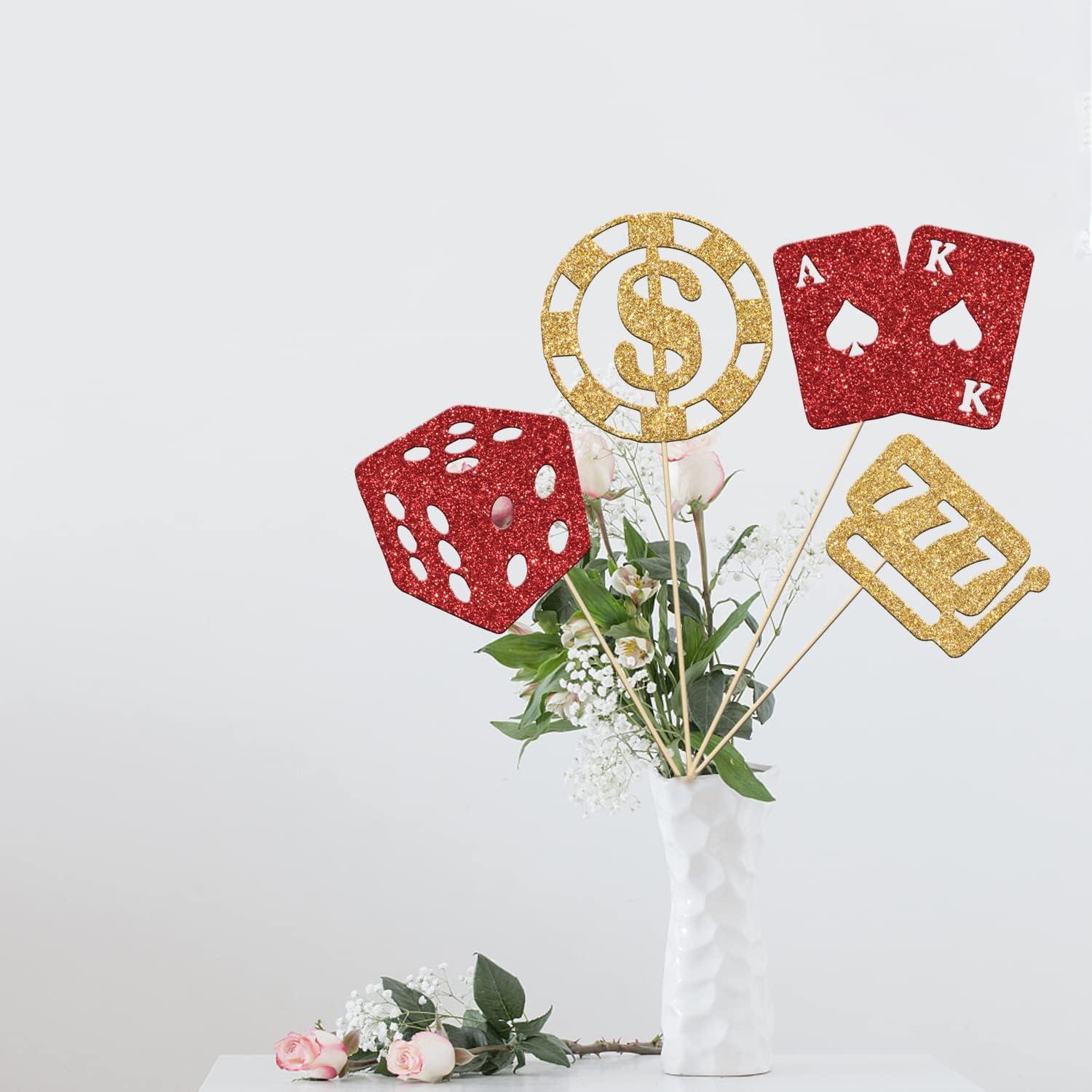 12 Palos de Centro de Mesa LANKBACK Rojo y Dorado Fiesta