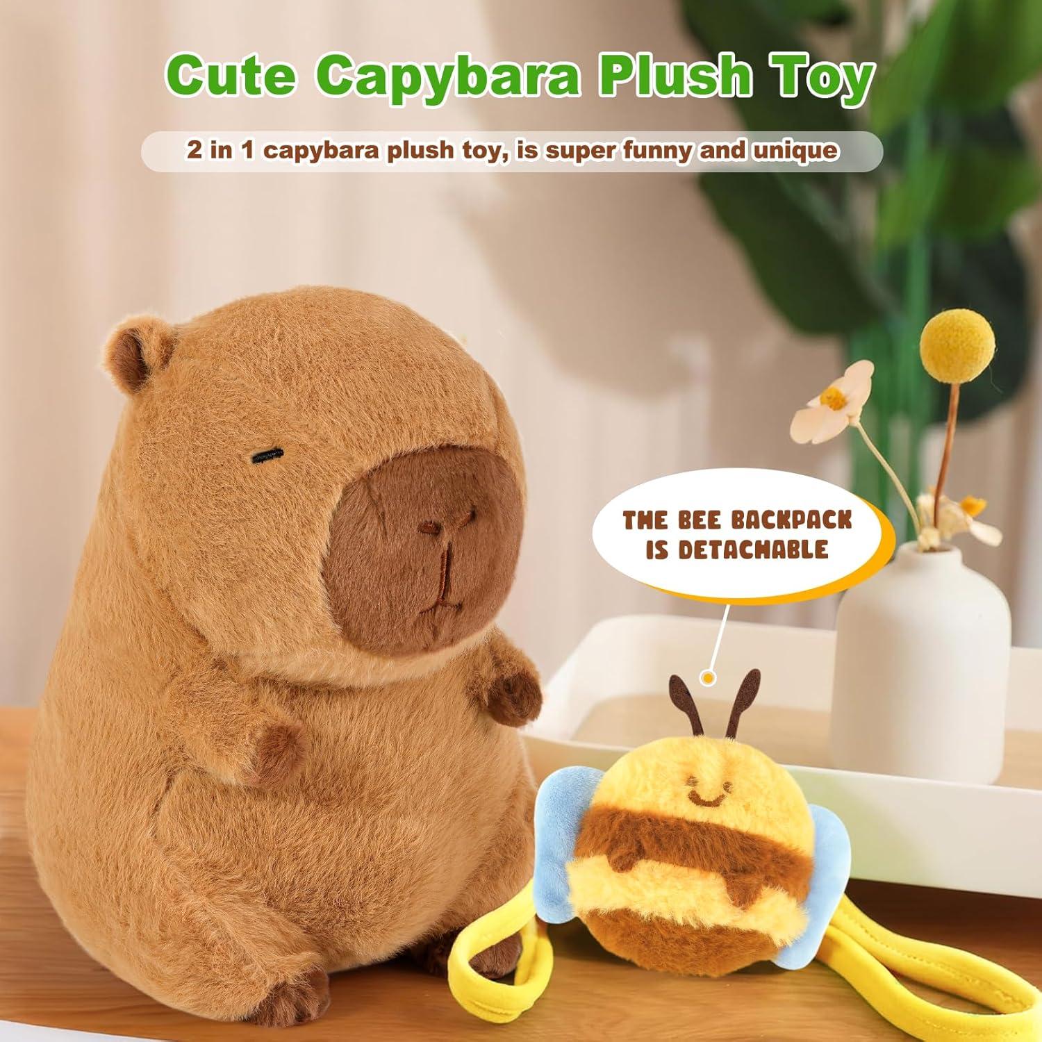 Peluche Capibara Ditucu con Mochila Abeja 33 cm Kawaii