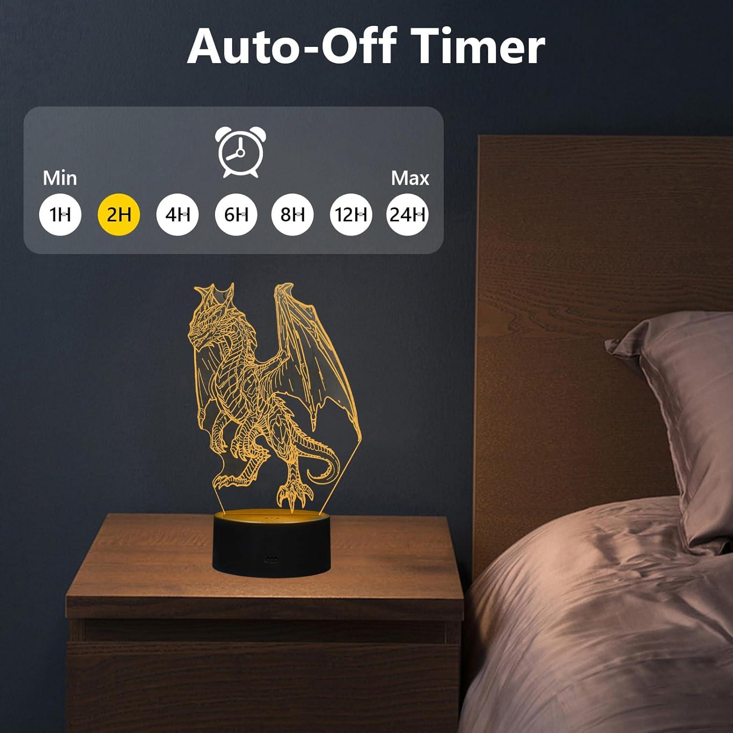 Luz Nocturna 3D Dragón Oboist con Control Remoto 7 Colores