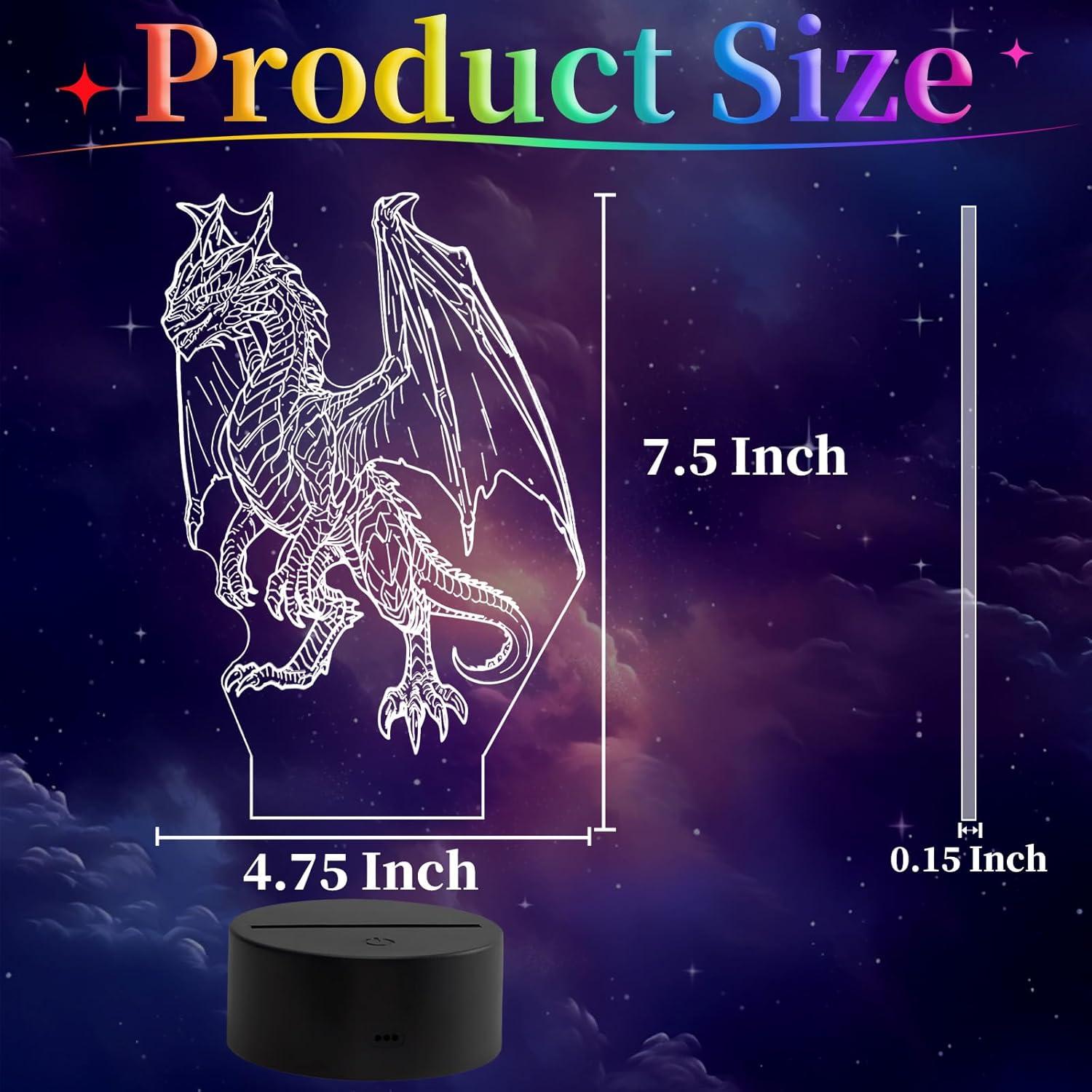 Luz Nocturna 3D Dragón Oboist con Control Remoto 7 Colores