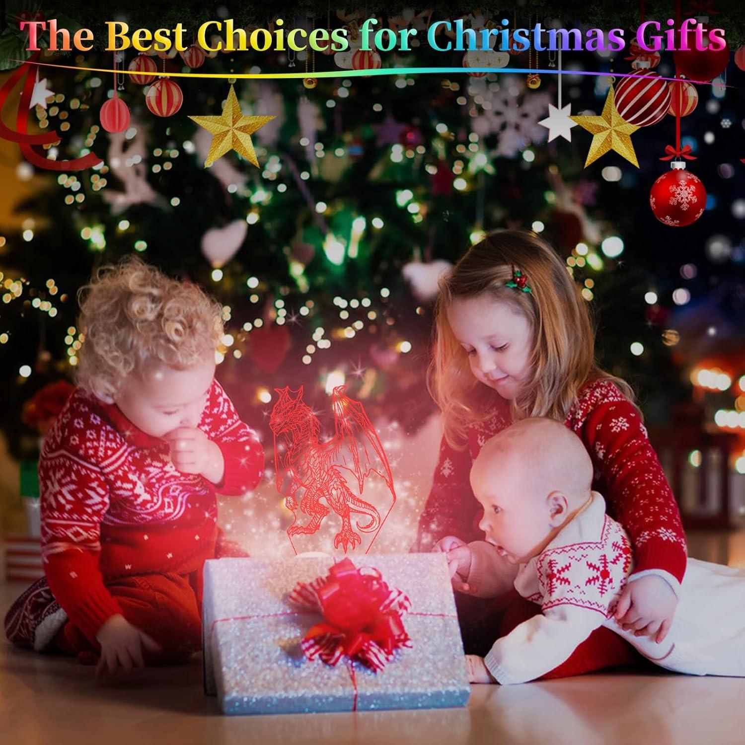 Luz Nocturna 3D Dragón Oboist con Control Remoto 7 Colores