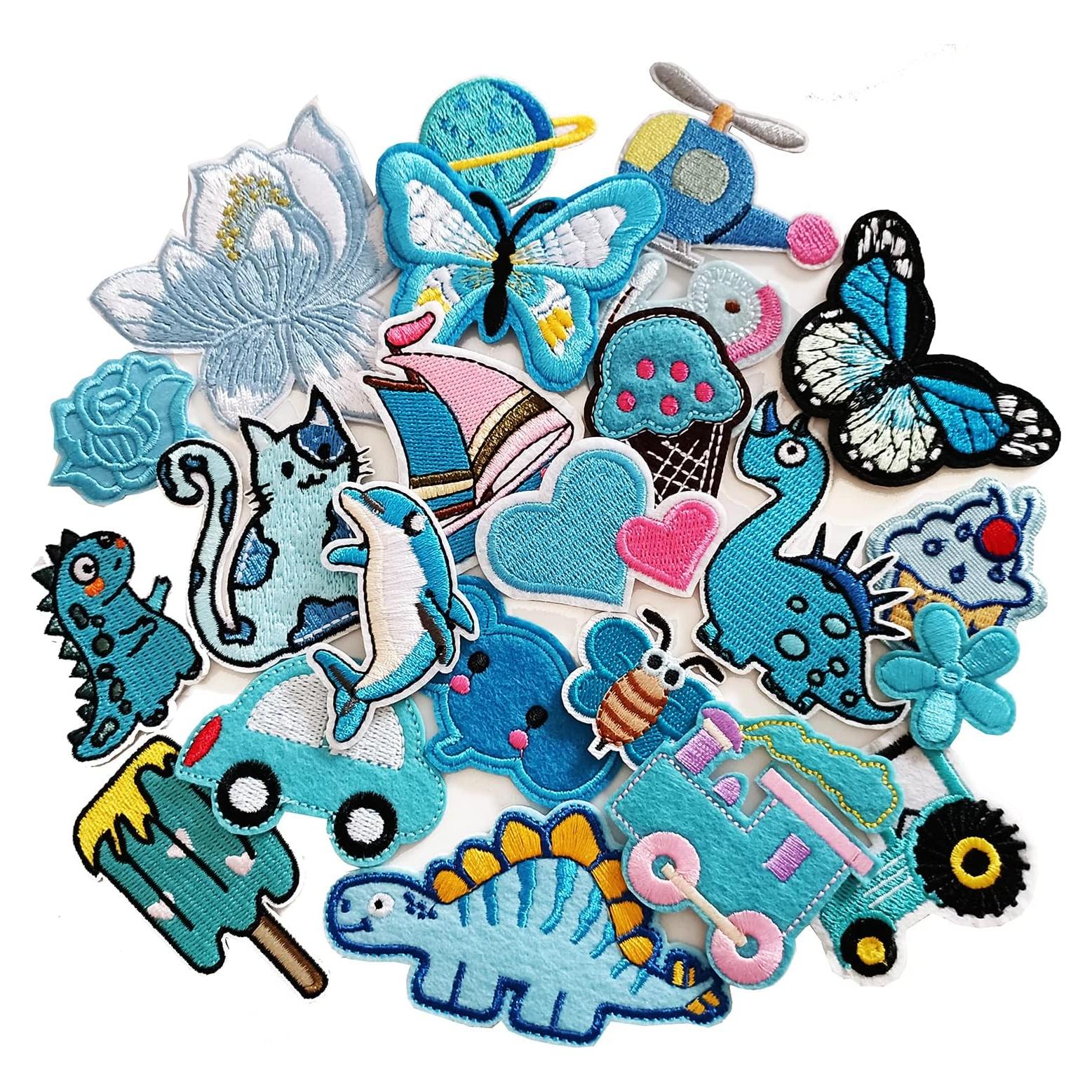 30 Parches Bordados Azules MISDONR para Planchar y Coser