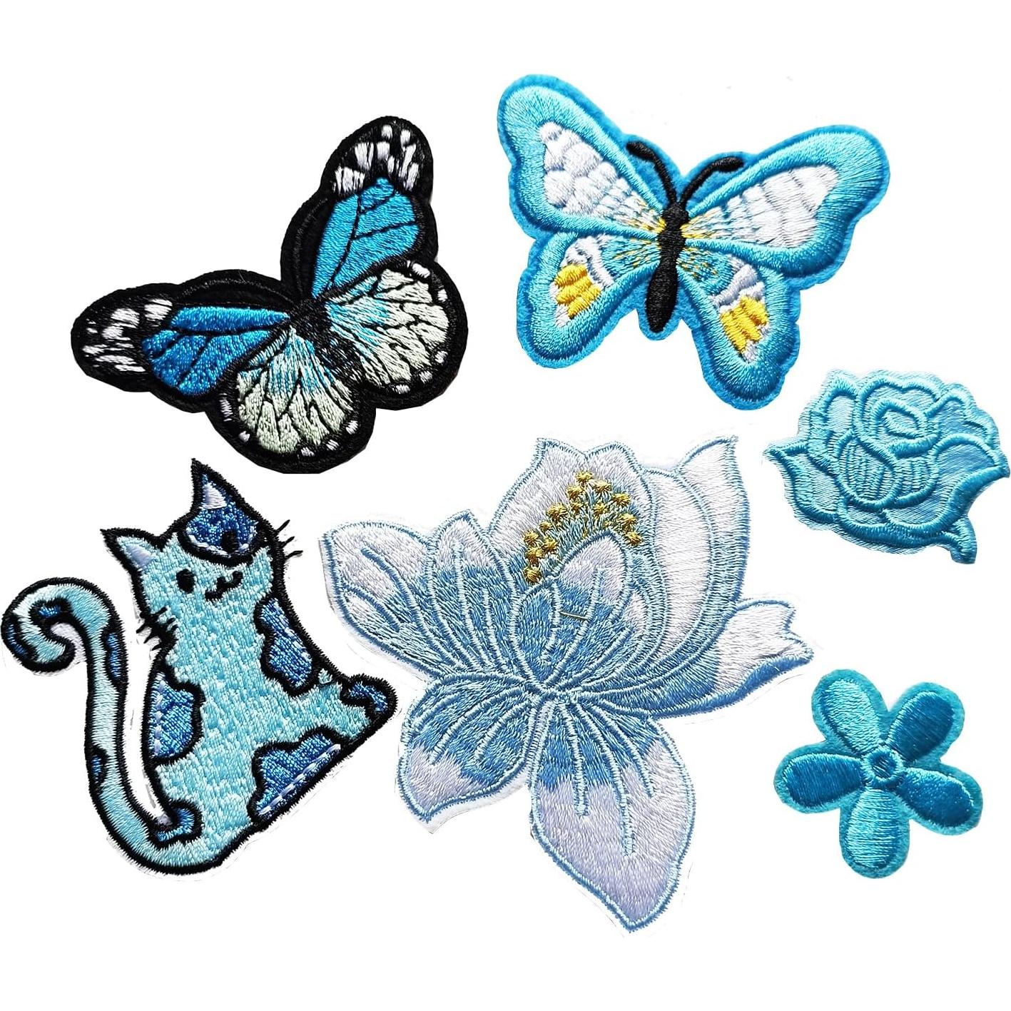 30 Parches Bordados Azules MISDONR para Planchar y Coser