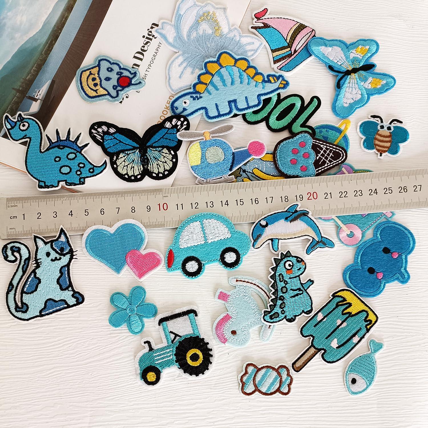 30 Parches Bordados Azules MISDONR para Planchar y Coser