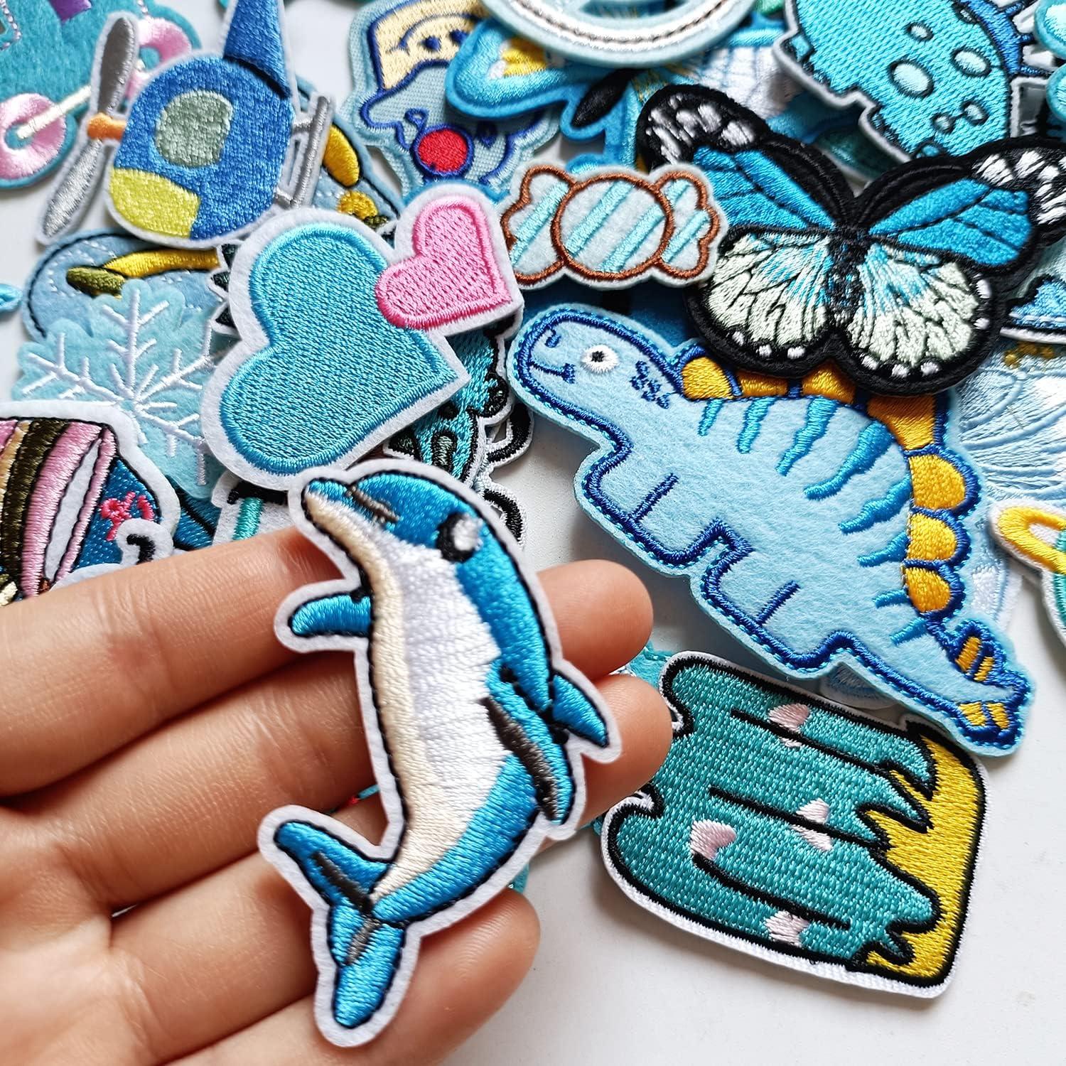 30 Parches Bordados Azules MISDONR para Planchar y Coser