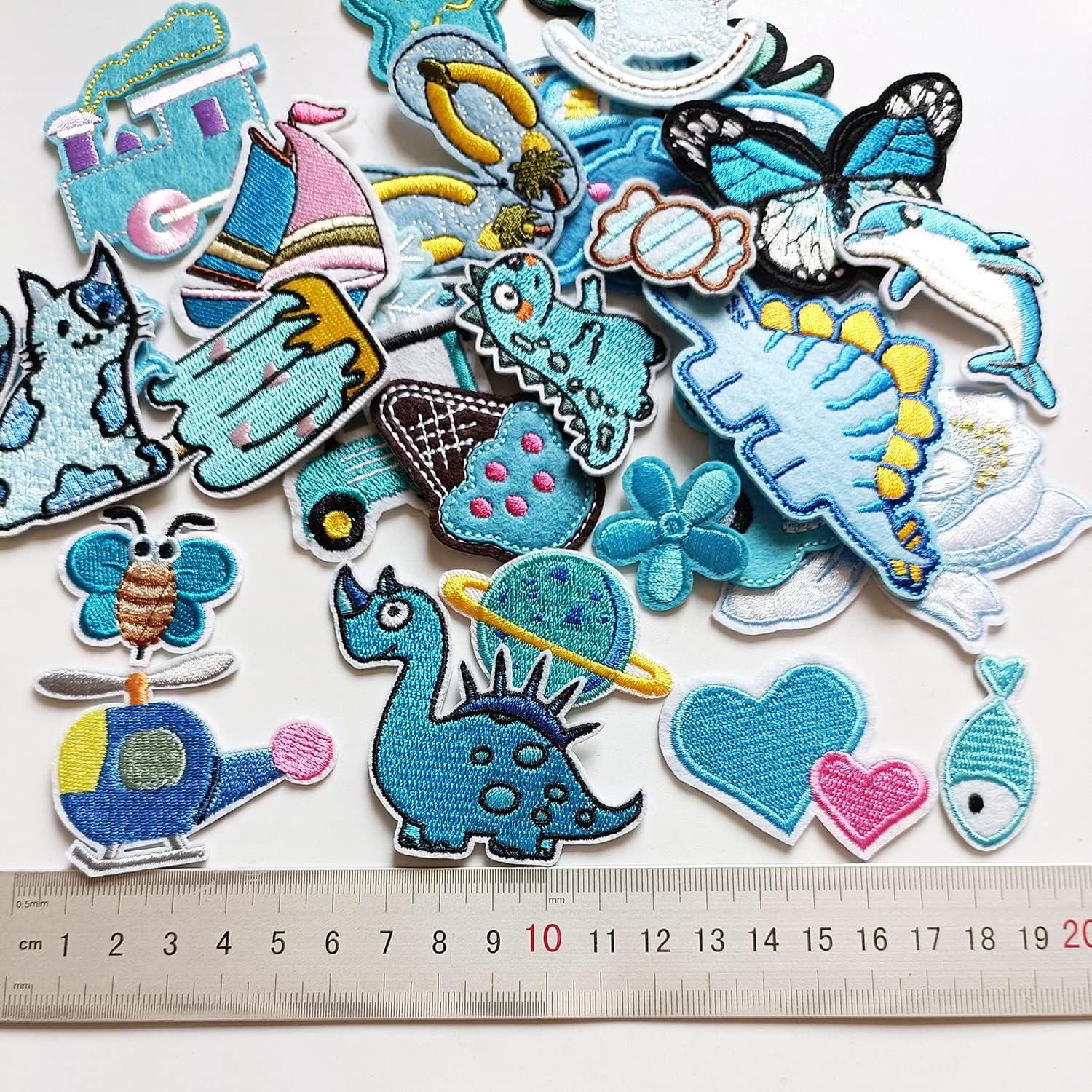 30 Parches Bordados Azules MISDONR para Planchar y Coser