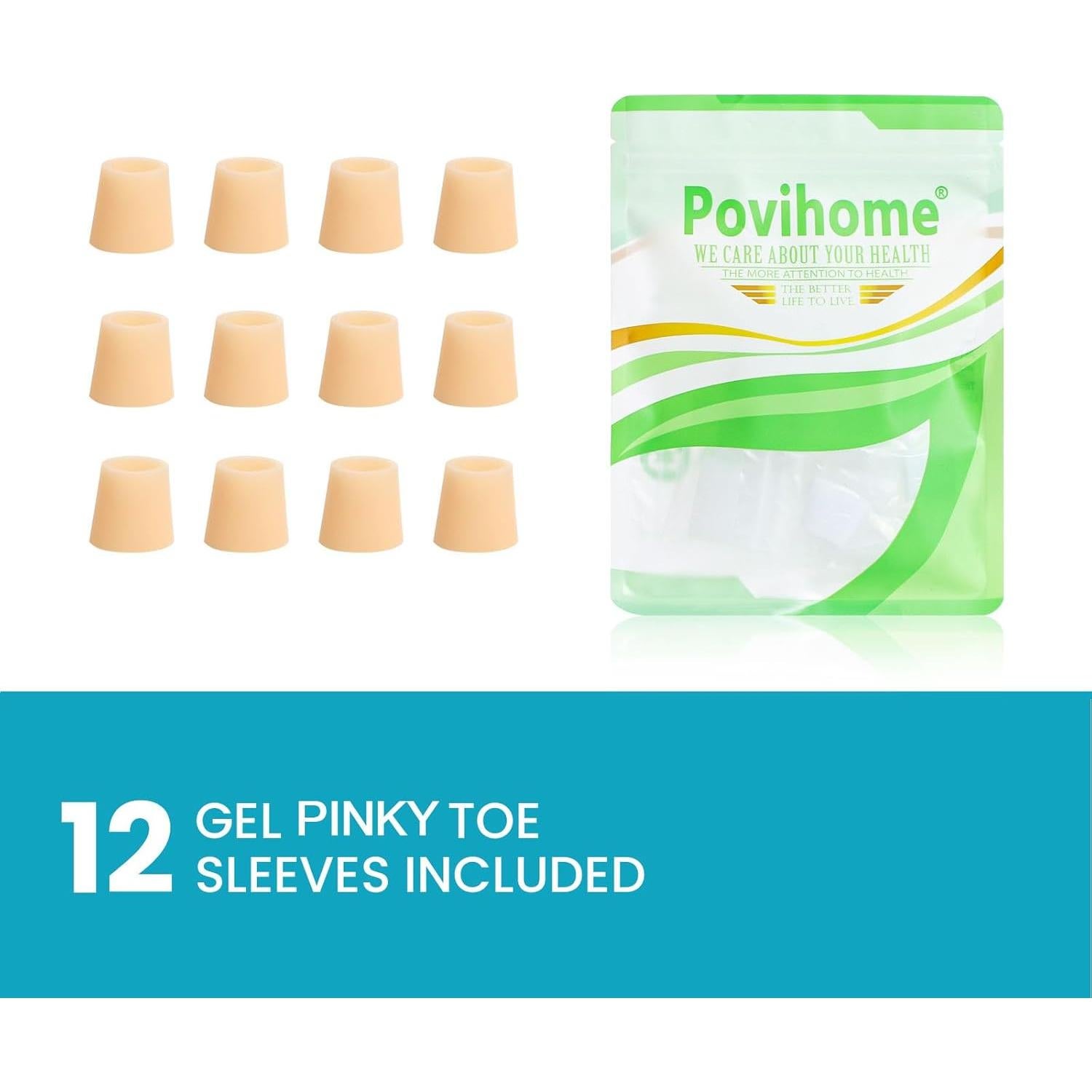 Protectores de Dedos Meñiques Povihome - 12 Piezas Gel Beige