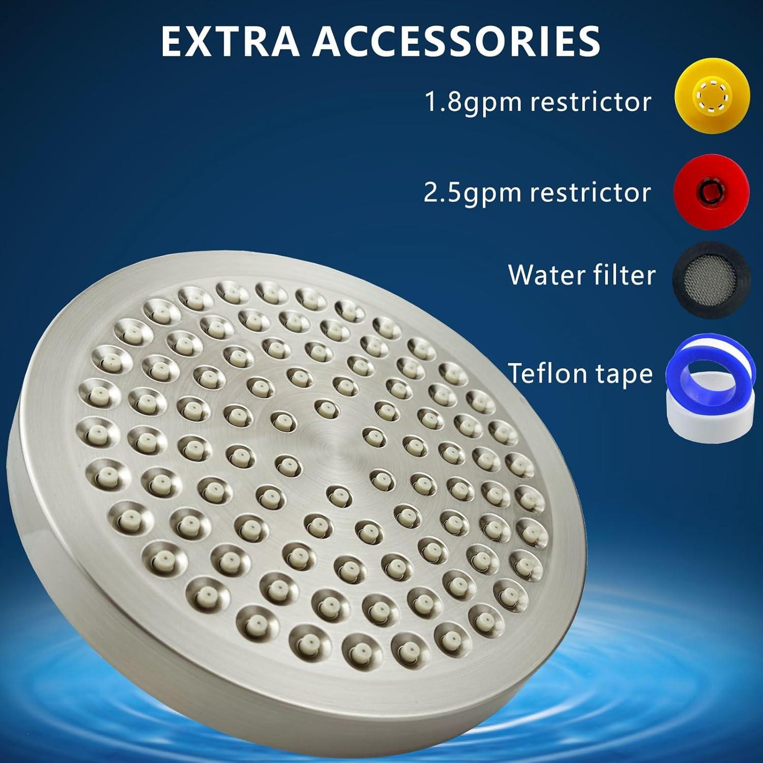 Cabezal de Ducha de Lluvia Voolan 15.24 cm Alta Presión Níquel