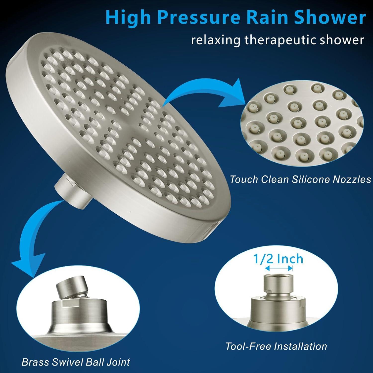 Cabezal de Ducha de Lluvia Voolan 15.24 cm Alta Presión Níquel