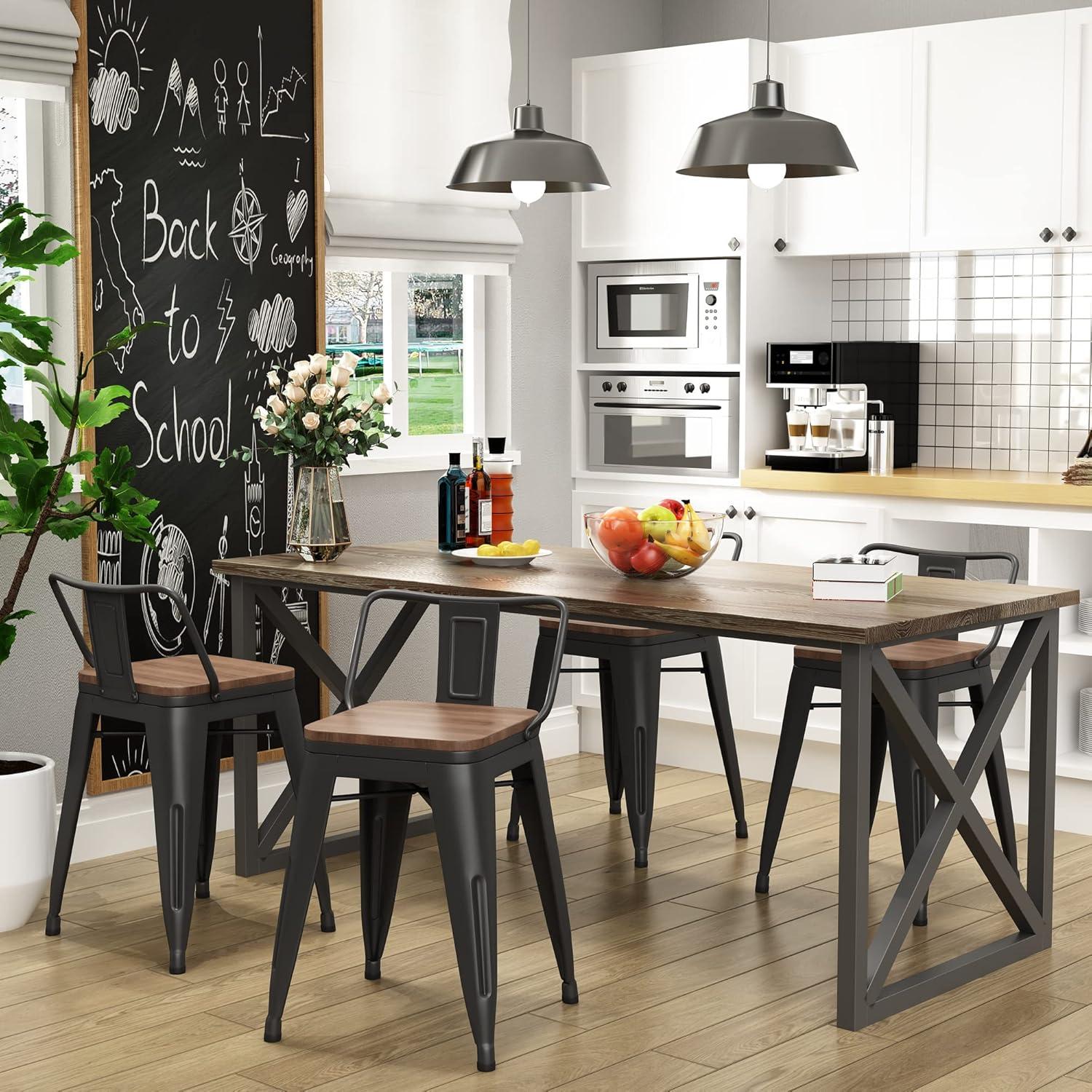 Taburetes de Bar Yongchuang 46 cm Juego de 4 Metal y Madera