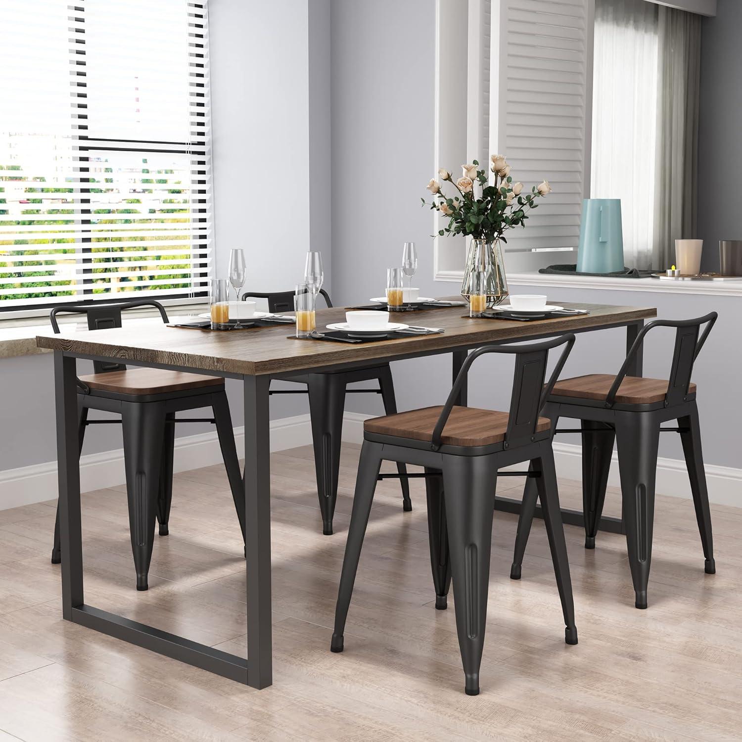 Taburetes de Bar Yongchuang 46 cm Juego de 4 Metal y Madera