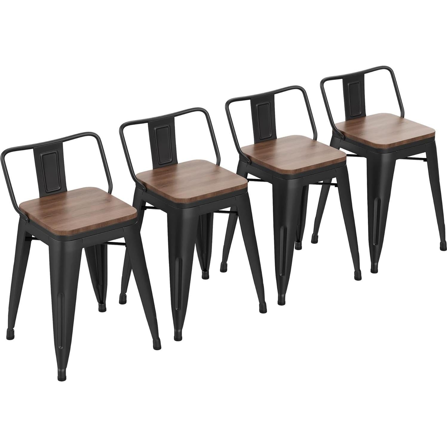 Taburetes de Bar Yongchuang 46 cm Juego de 4 Metal y Madera
